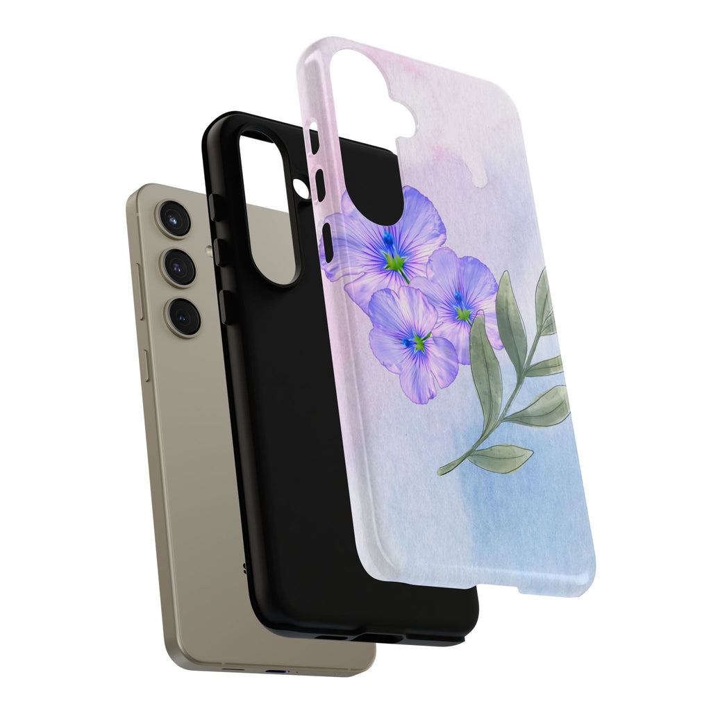 Coque de téléphone aquarelle florale – Bouquet de pétunias violets