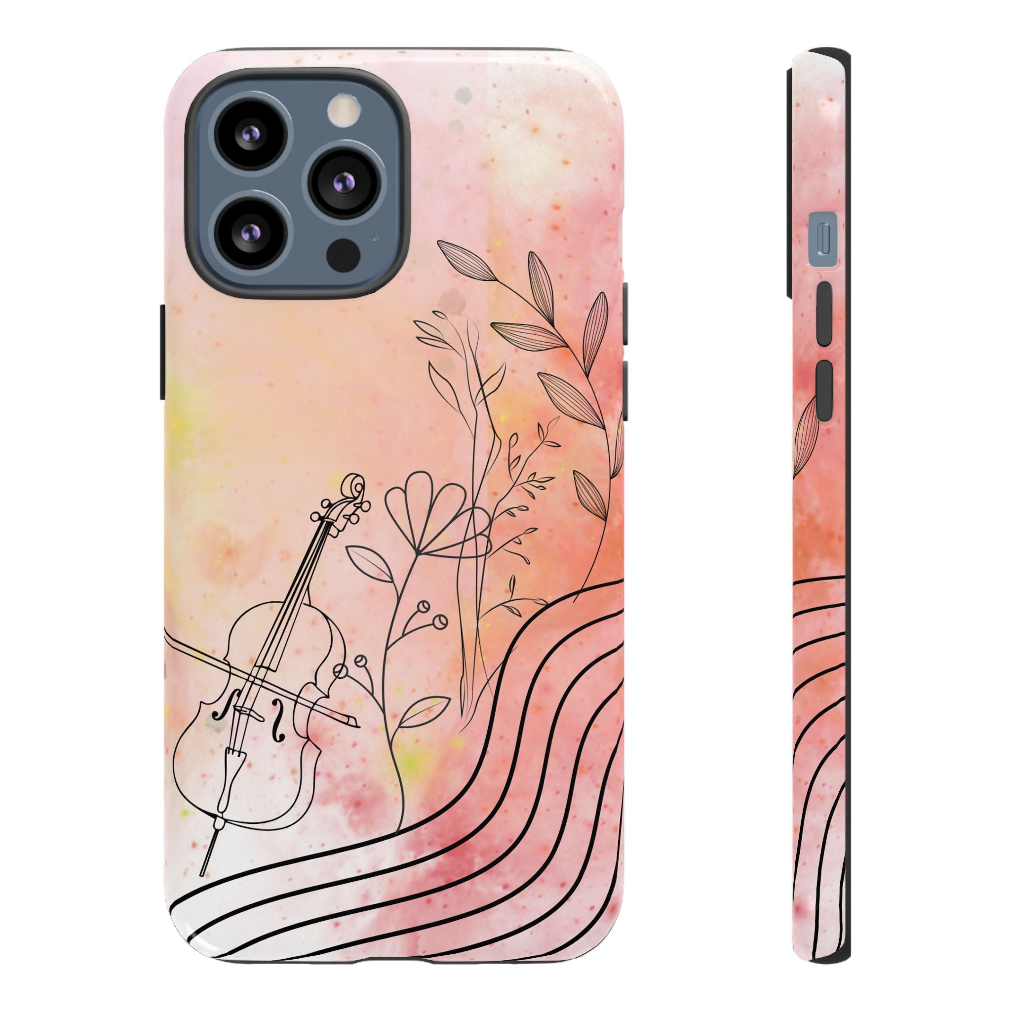Étui Robuste Pour Violon Floral — Coque de Téléphone Musique Aquarelle