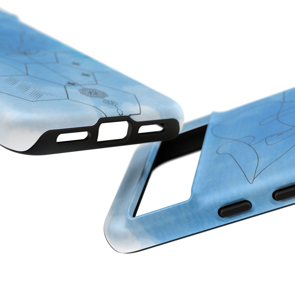 Coque de téléphone Abstraite bleue — Design Zen Lotus Hexagone