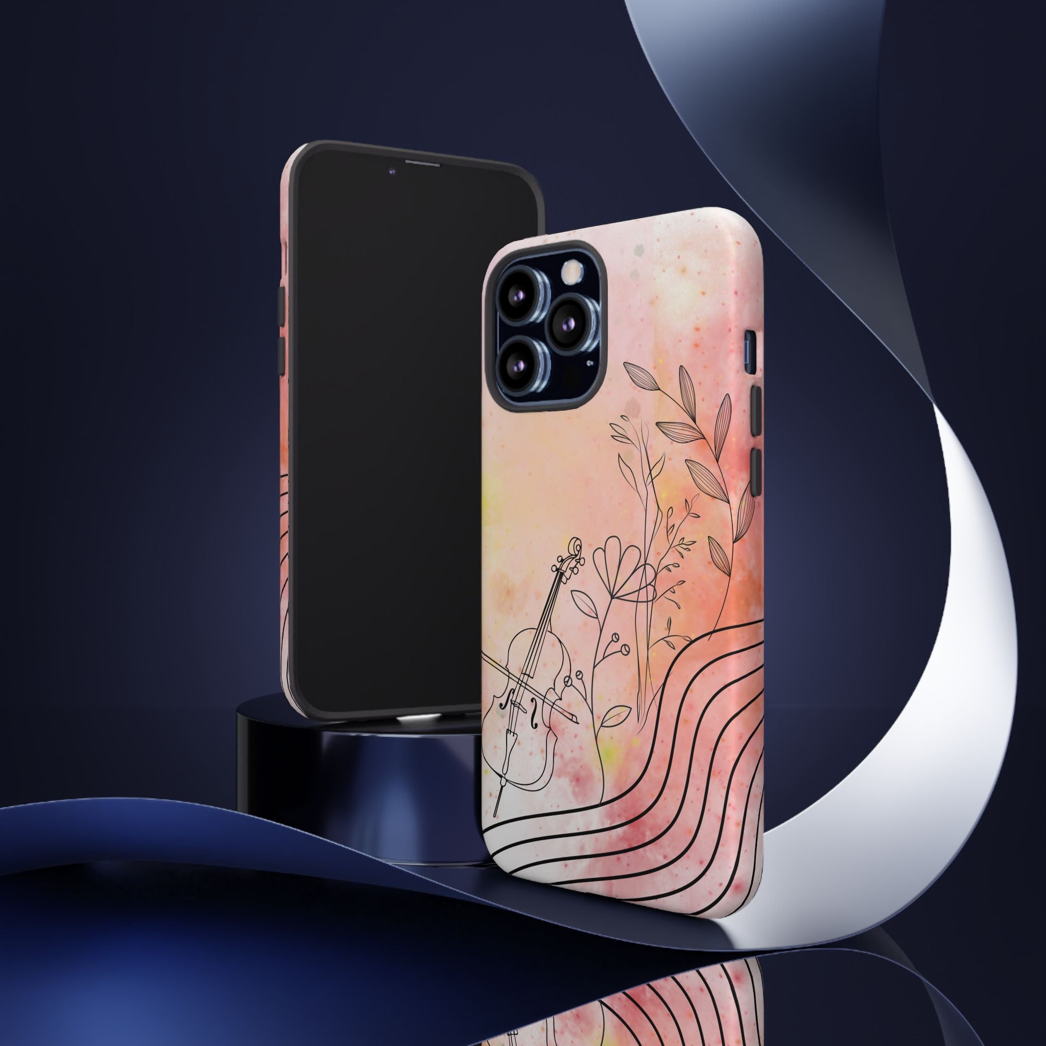 Étui Robuste Pour Violon Floral — Coque de Téléphone Musique Aquarelle