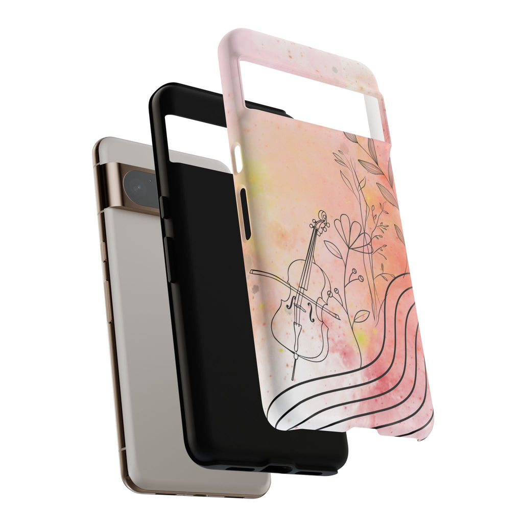 Étui Robuste Pour Violon Floral — Coque de Téléphone Musique Aquarelle