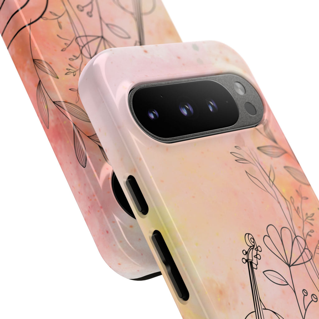 Étui Robuste Pour Violon Floral — Coque de Téléphone Musique Aquarelle