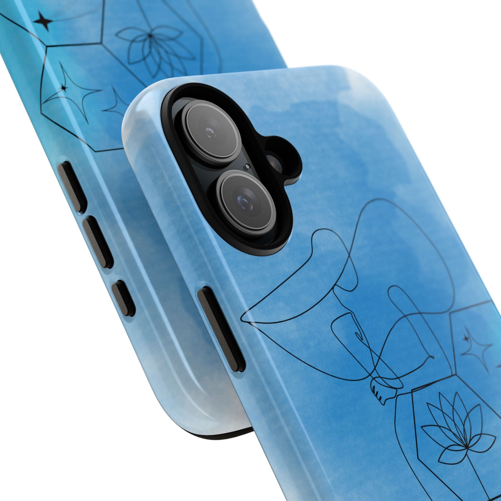 Coque de téléphone Abstraite bleue — Design Zen Lotus Hexagone