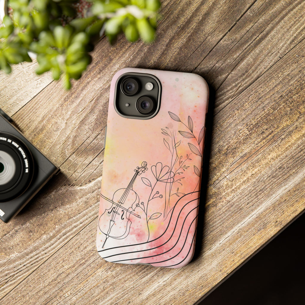 Étui Robuste Pour Violon Floral — Coque de Téléphone Musique Aquarelle