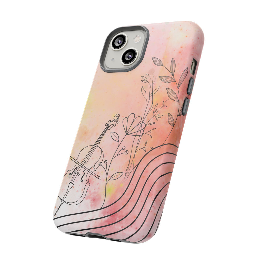 Étui Robuste Pour Violon Floral — Coque de Téléphone Musique Aquarelle