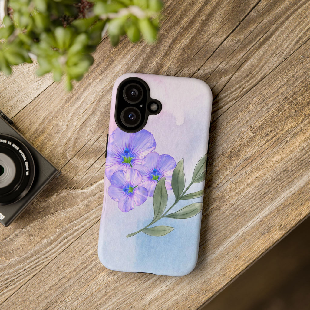 Coque de téléphone aquarelle florale – Bouquet de pétunias violets