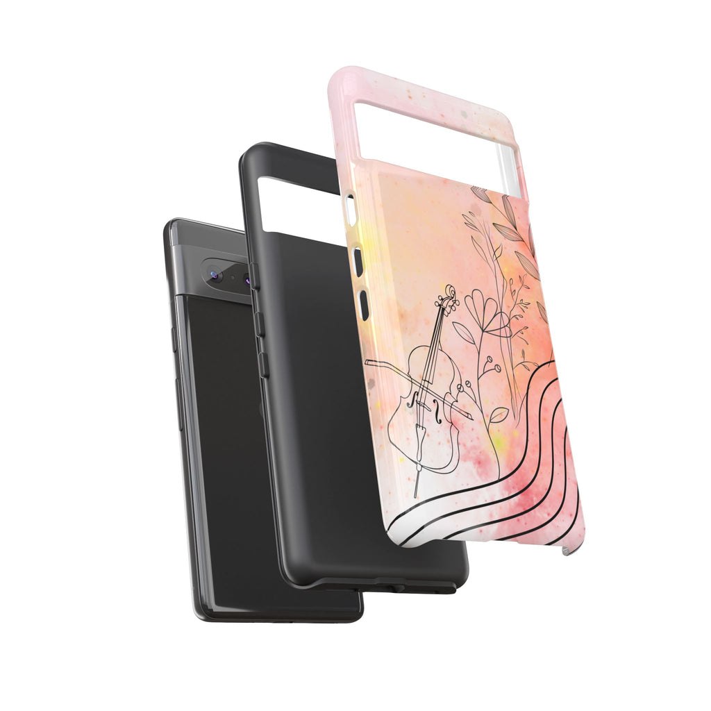 Étui Robuste Pour Violon Floral — Coque de Téléphone Musique Aquarelle