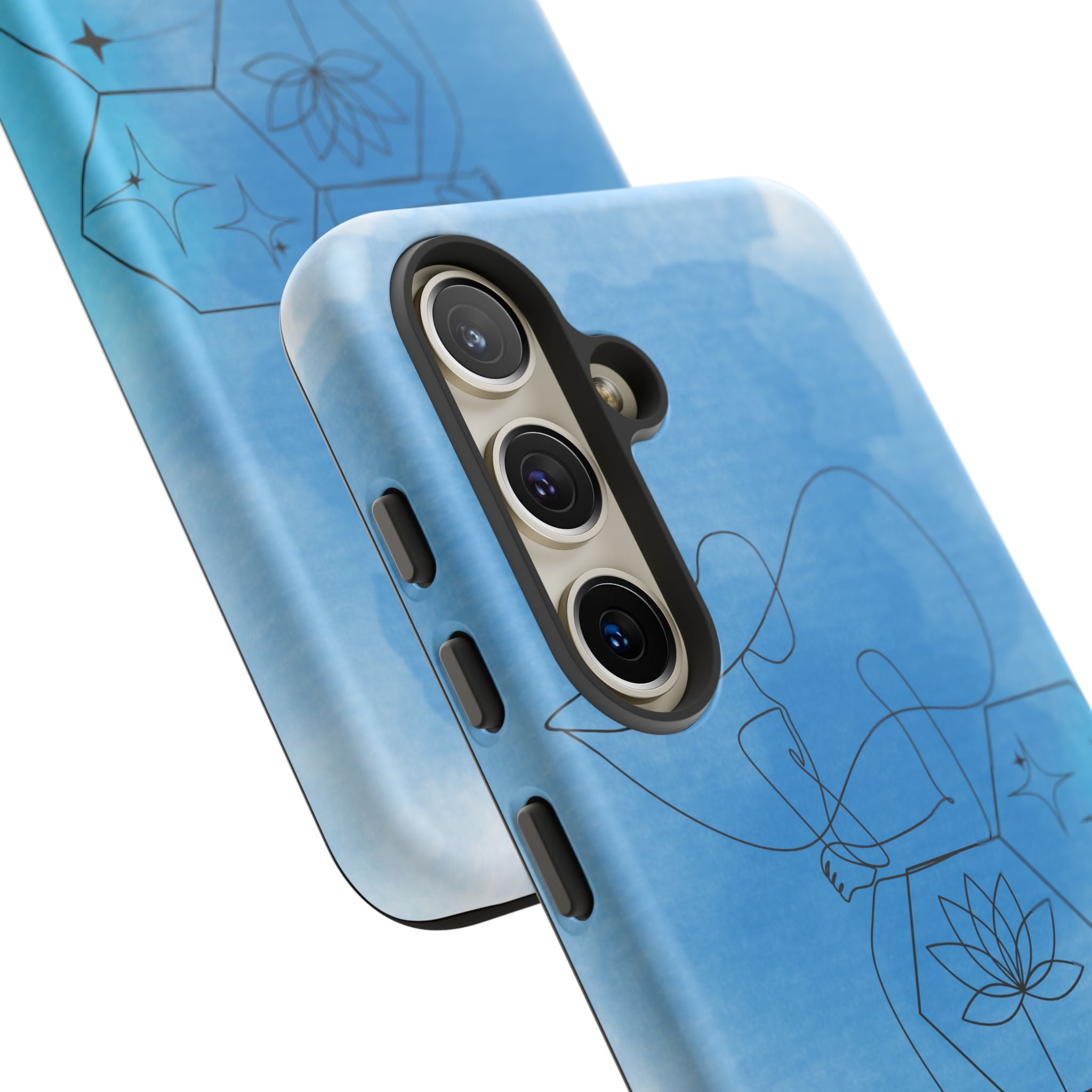 Coque de téléphone Abstraite bleue — Design Zen Lotus Hexagone