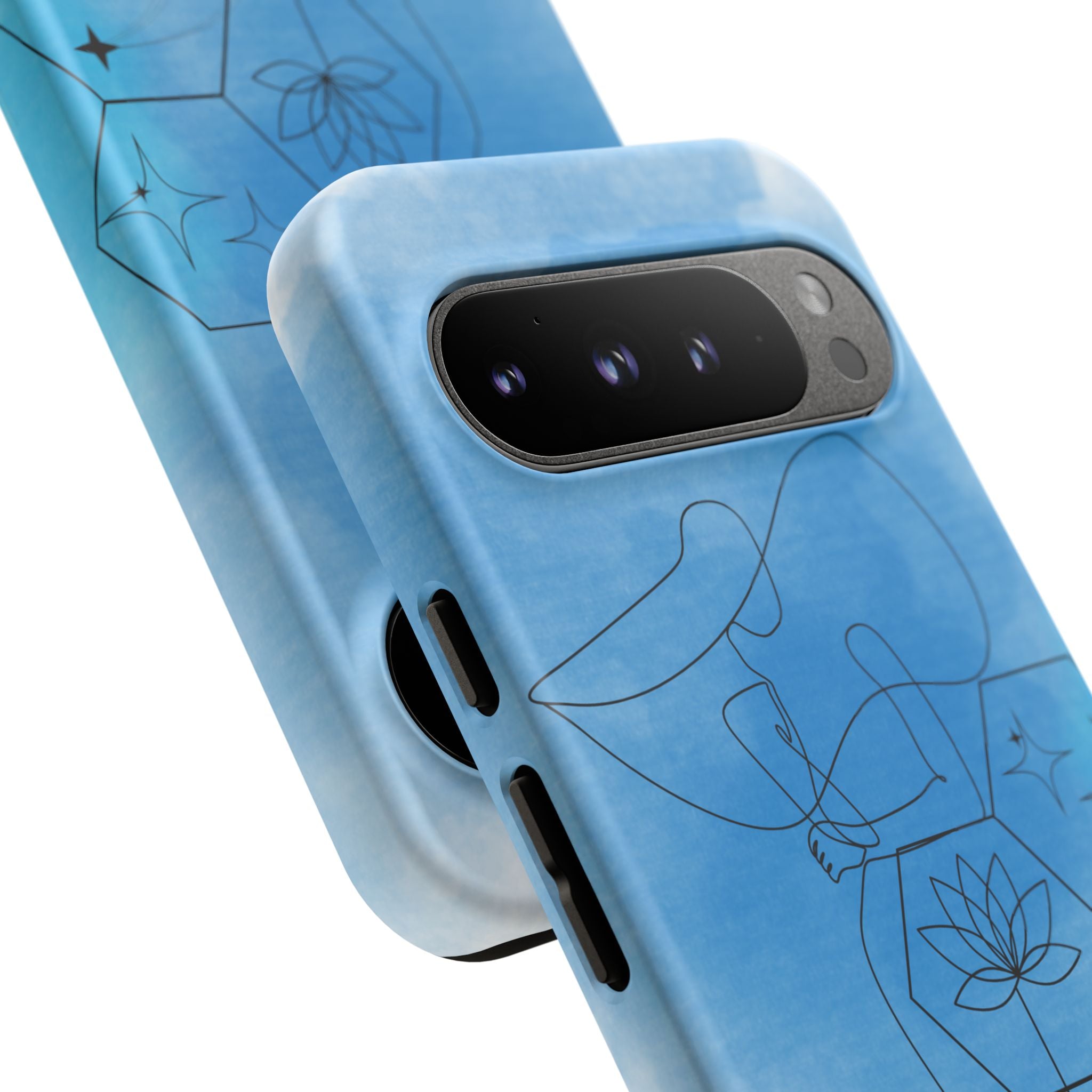 Coque de téléphone Abstraite bleue — Design Zen Lotus Hexagone