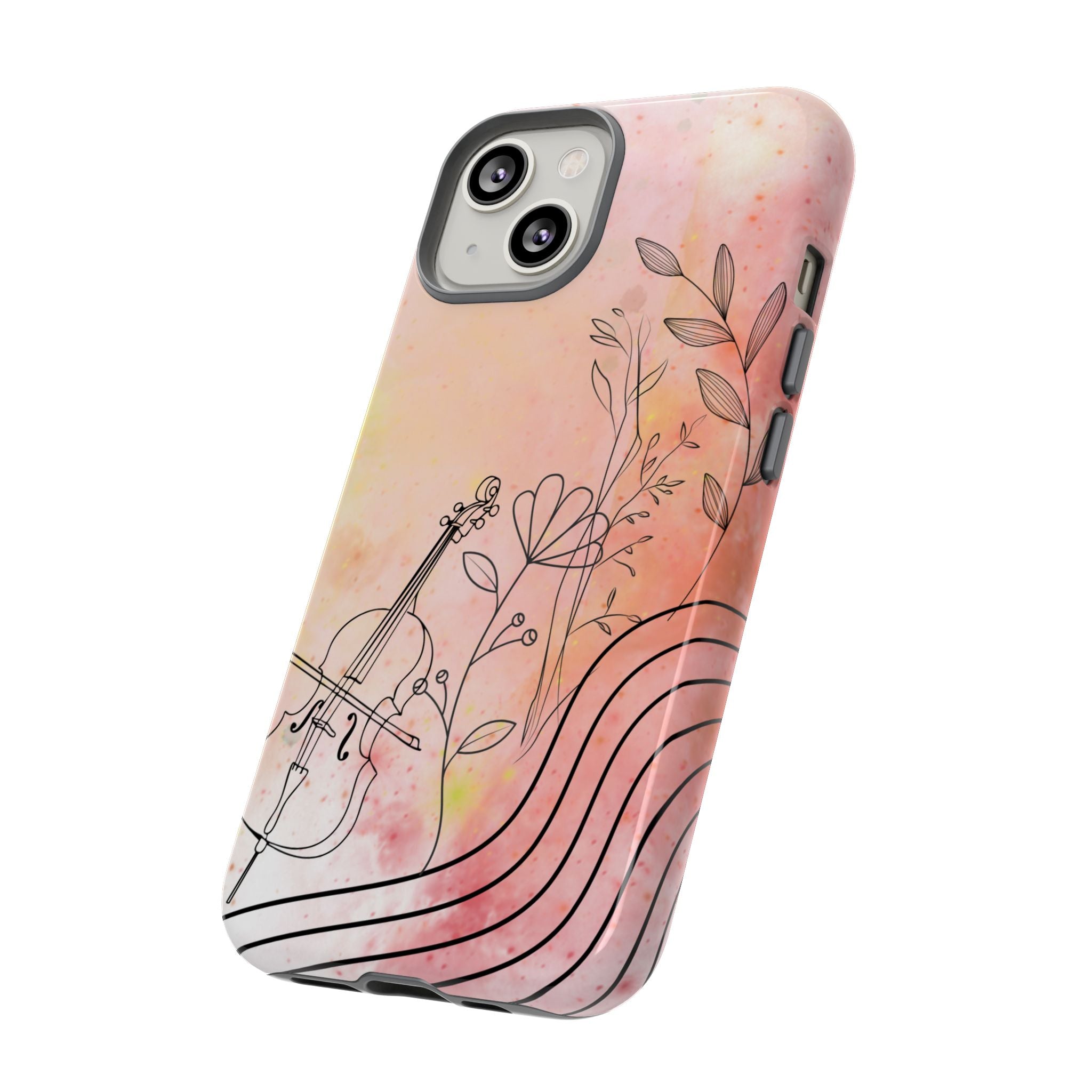 Étui Robuste Pour Violon Floral — Coque de Téléphone Musique Aquarelle