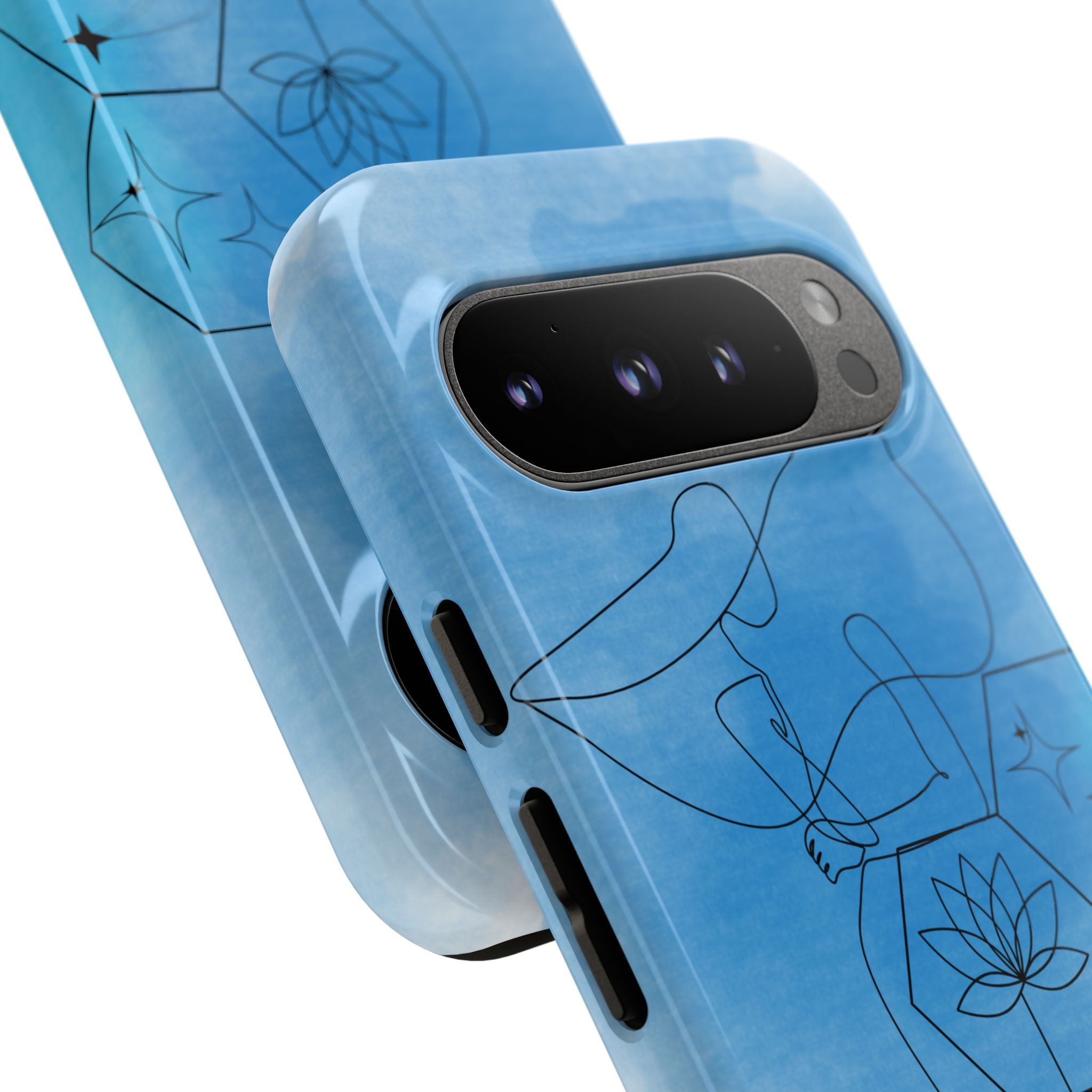 Coque de téléphone Abstraite bleue — Design Zen Lotus Hexagone