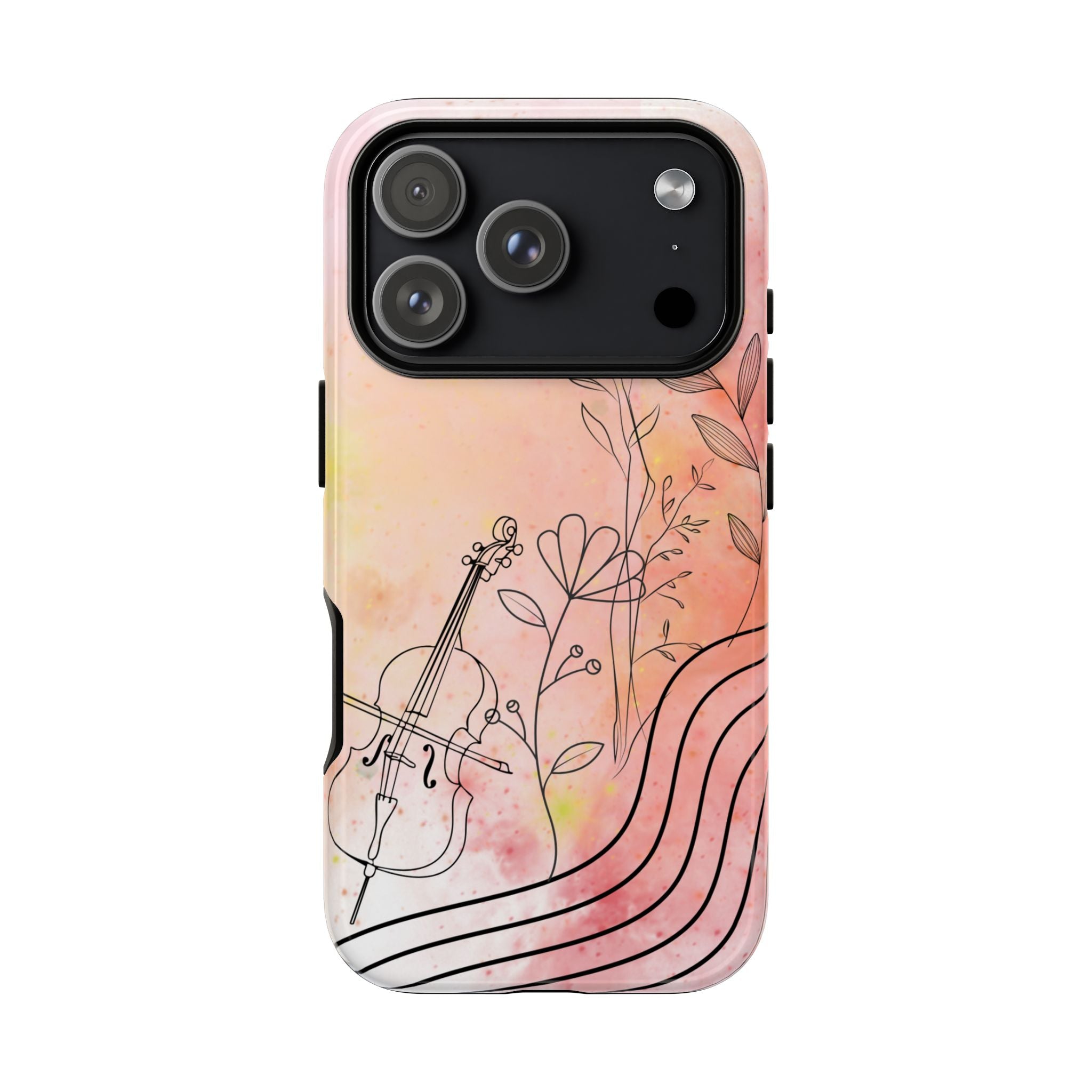 Étui Robuste Pour Violon Floral — Coque de Téléphone Musique Aquarelle
