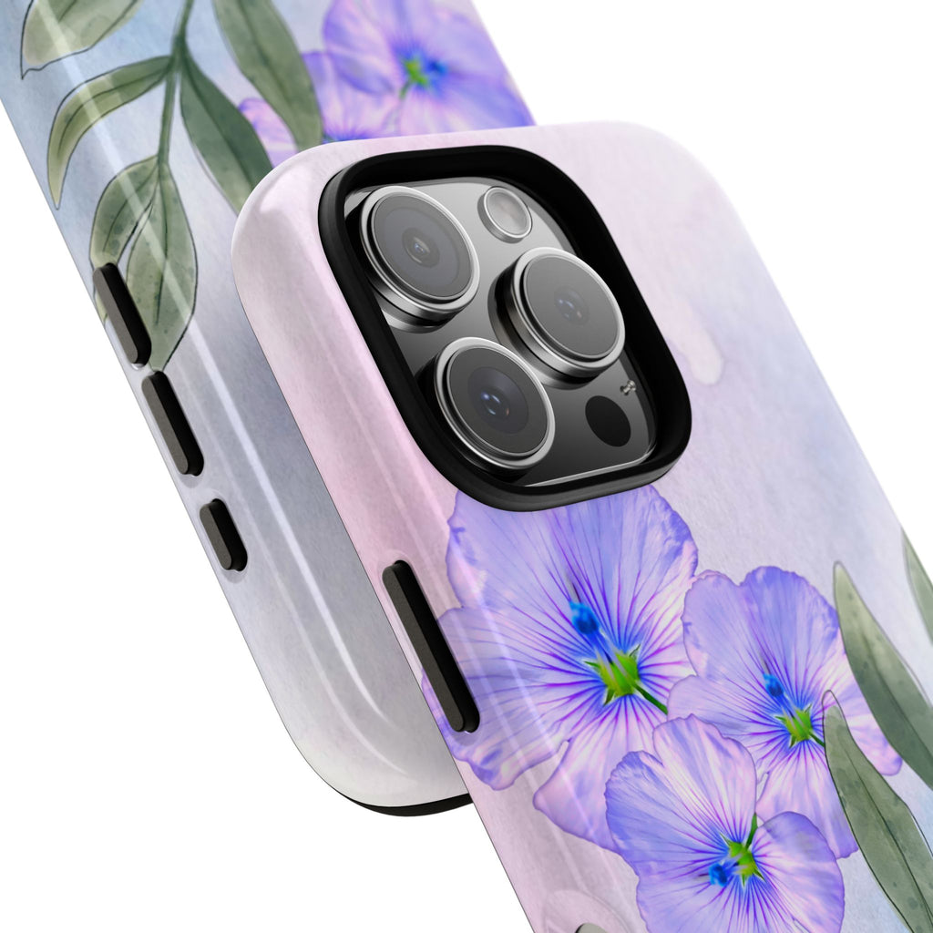 Coque de téléphone aquarelle florale – Bouquet de pétunias violets