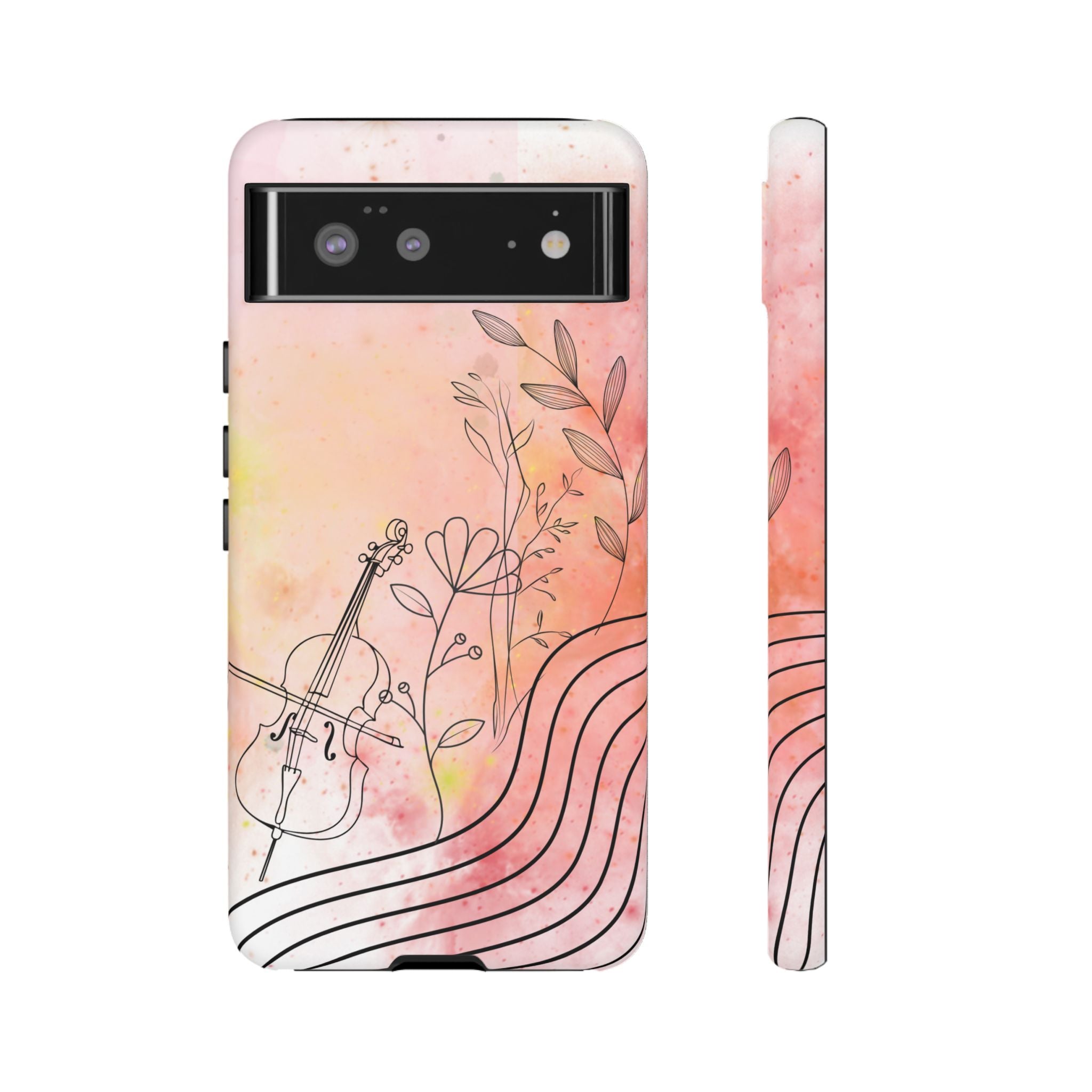 Étui Robuste Pour Violon Floral — Coque de Téléphone Musique Aquarelle
