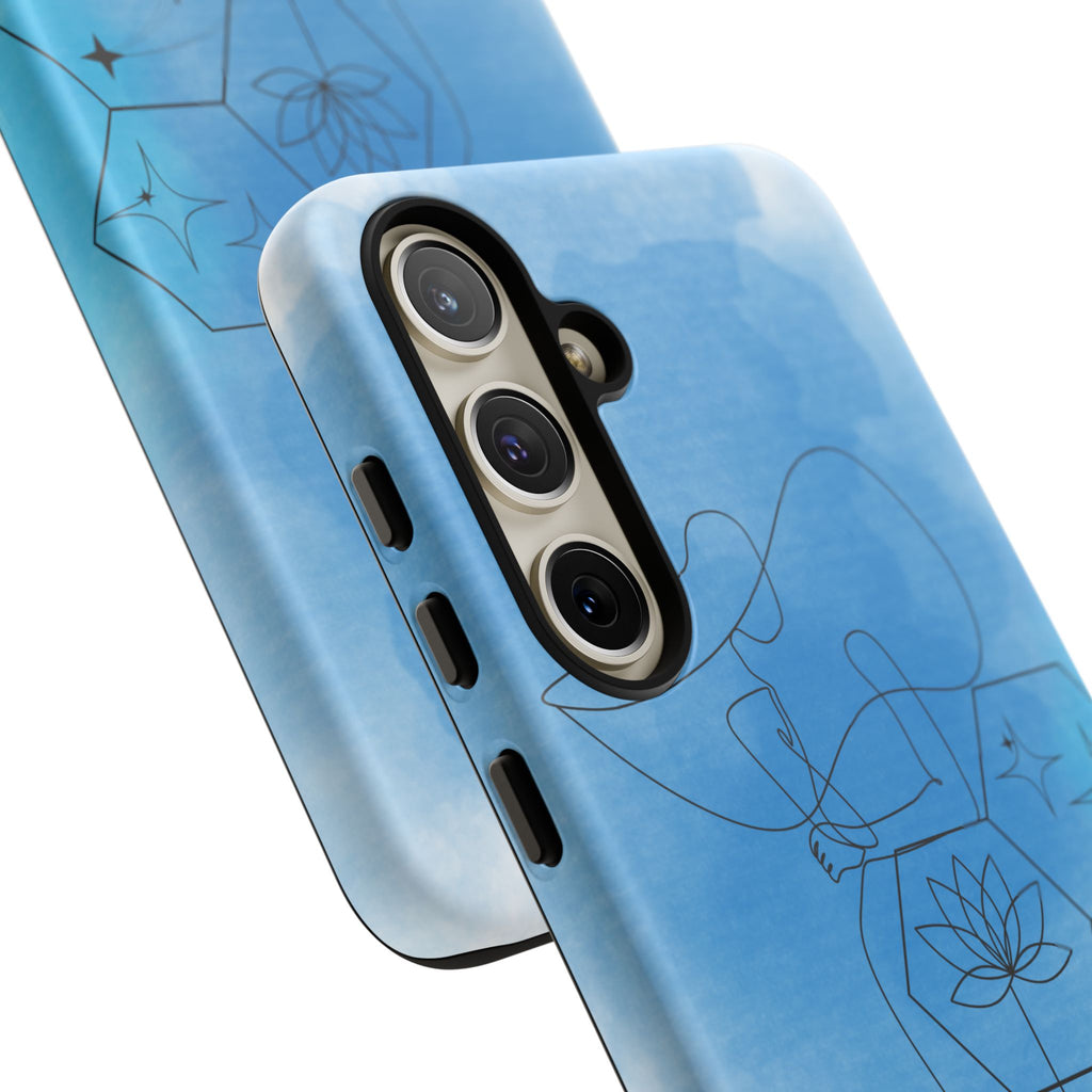Coque de téléphone Abstraite bleue — Design Zen Lotus Hexagone