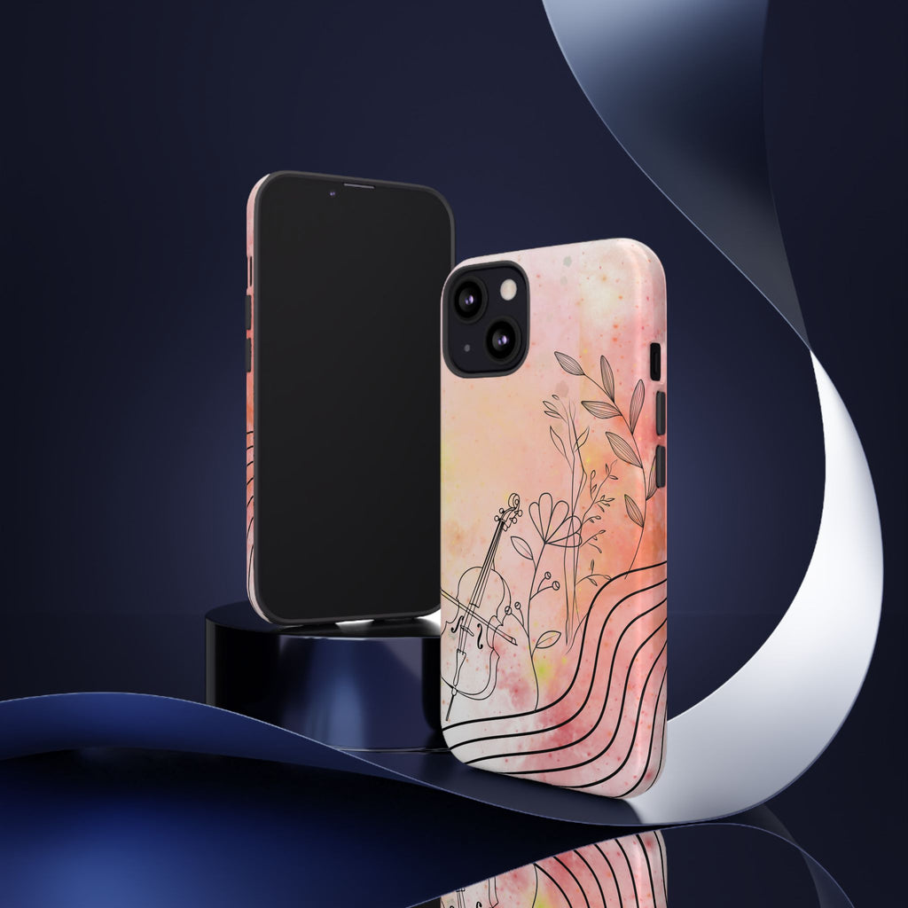 Étui Robuste Pour Violon Floral — Coque de Téléphone Musique Aquarelle