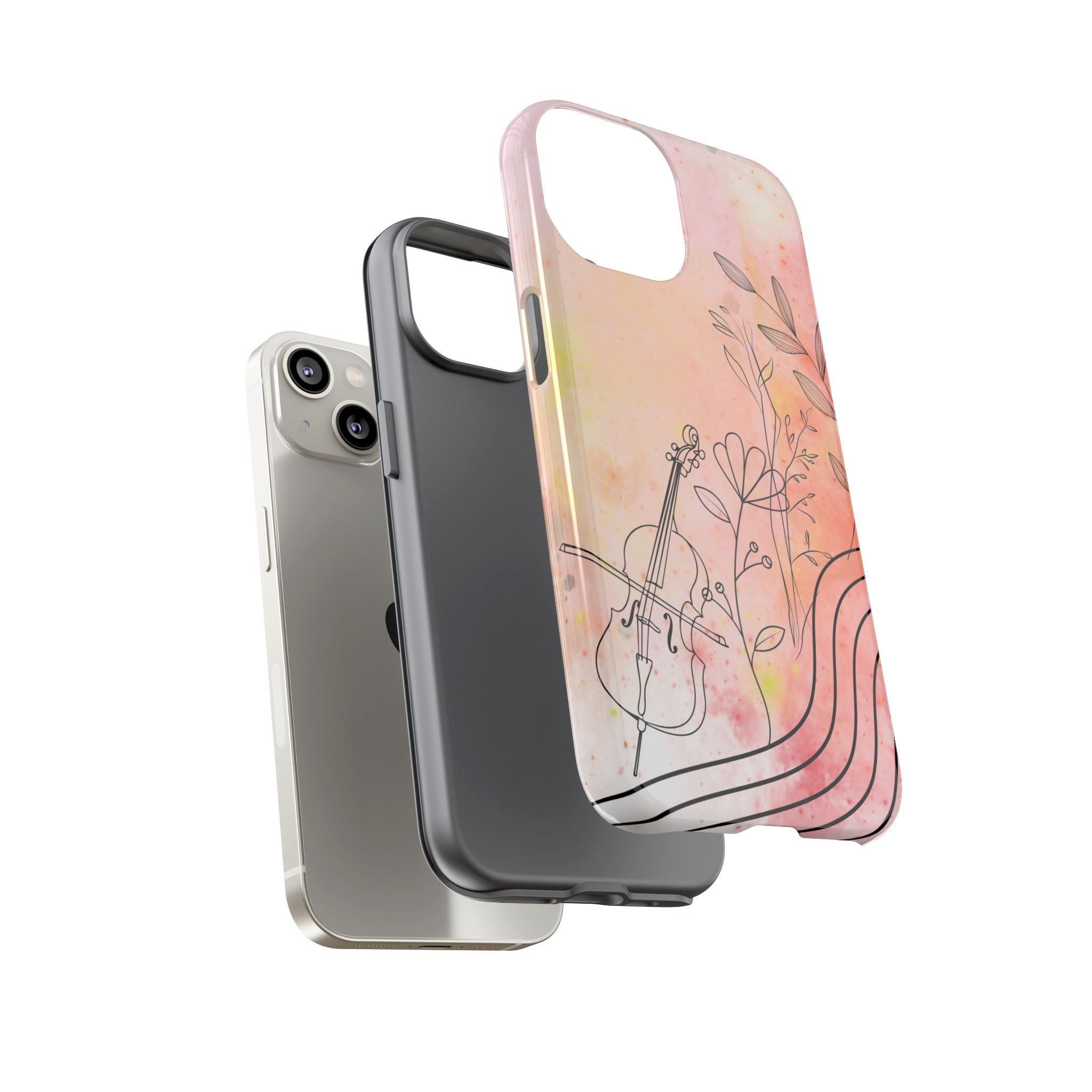 Étui Robuste Pour Violon Floral — Coque de Téléphone Musique Aquarelle