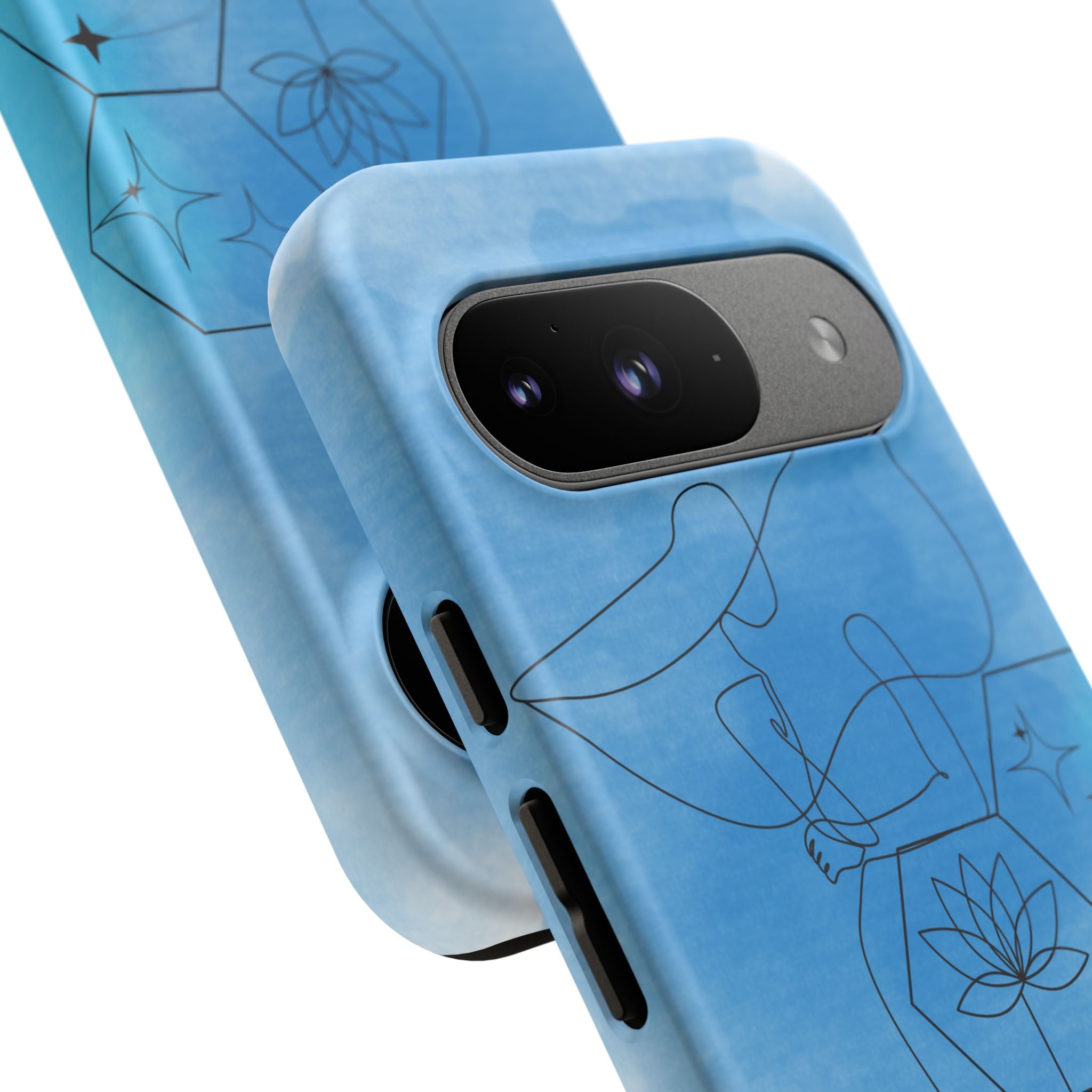Coque de téléphone Abstraite bleue — Design Zen Lotus Hexagone