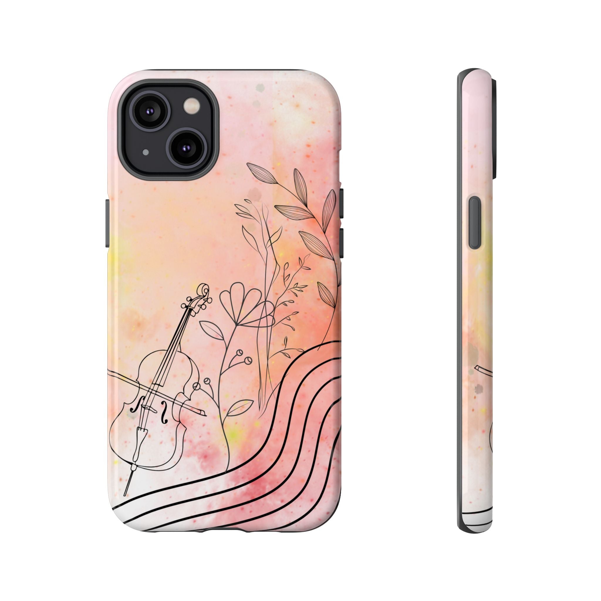 Étui Robuste Pour Violon Floral — Coque de Téléphone Musique Aquarelle