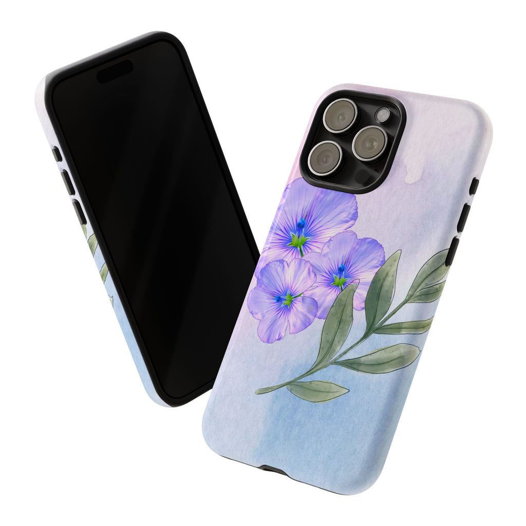 Coque de téléphone aquarelle florale – Bouquet de pétunias violets
