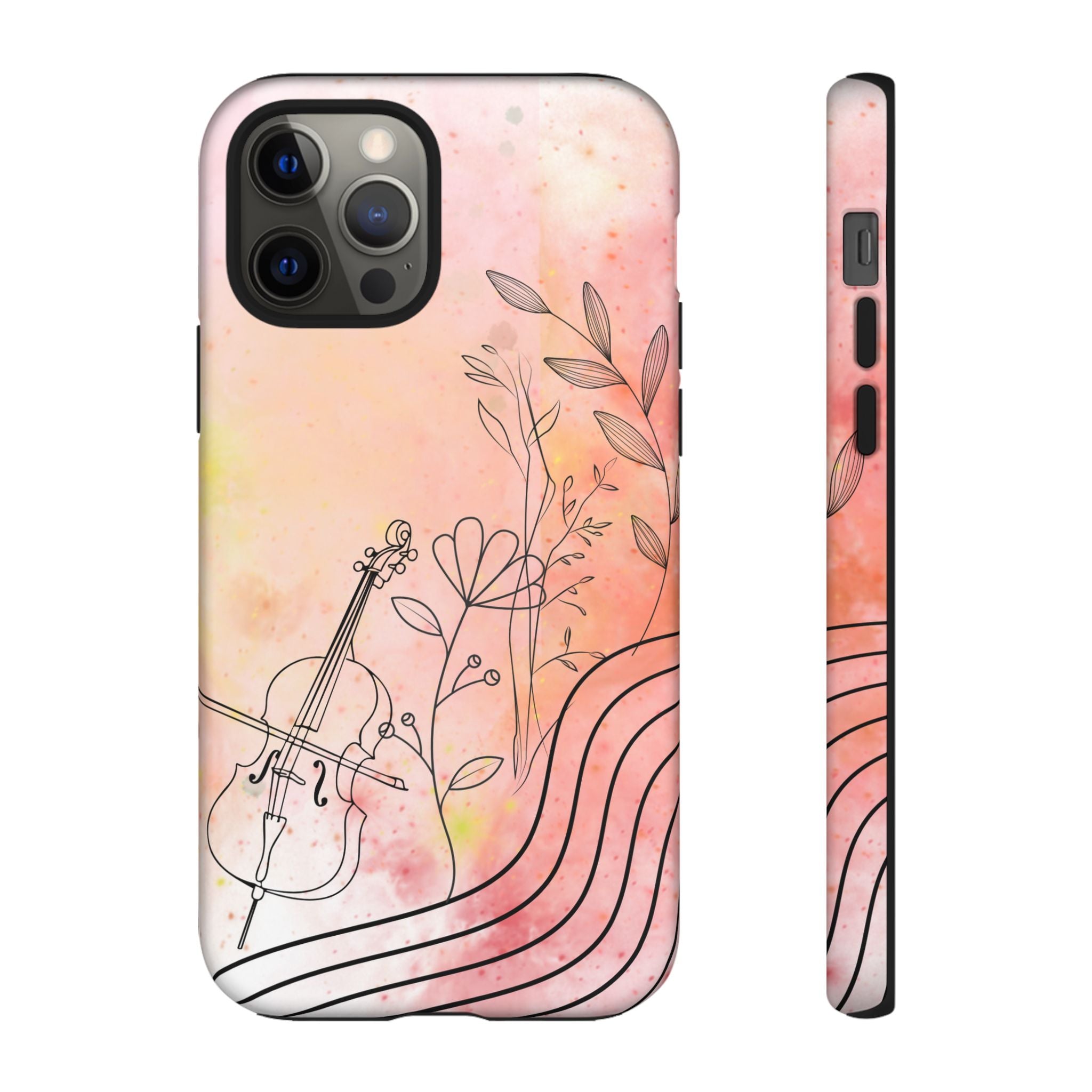 Étui Robuste Pour Violon Floral — Coque de Téléphone Musique Aquarelle