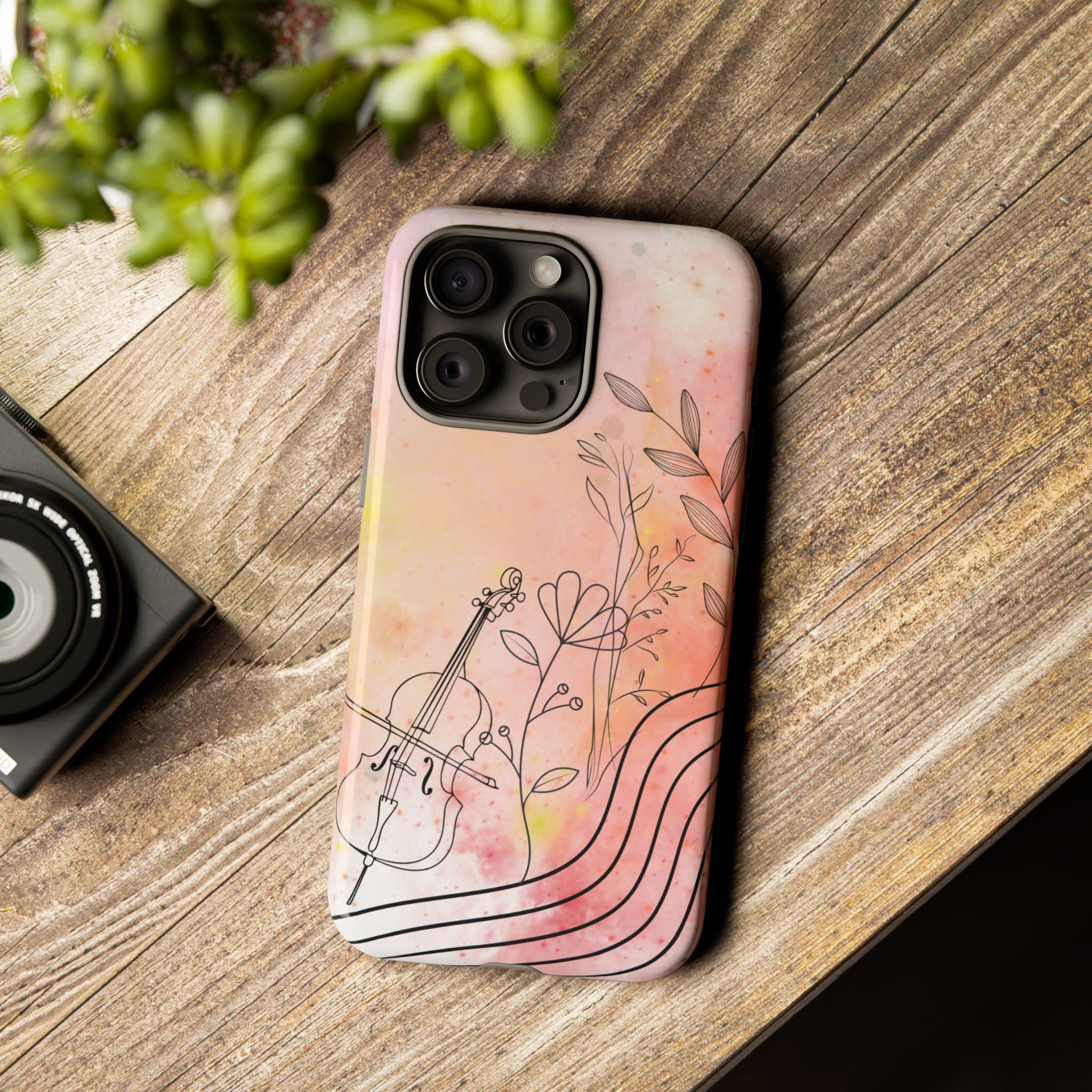 Étui Robuste Pour Violon Floral — Coque de Téléphone Musique Aquarelle