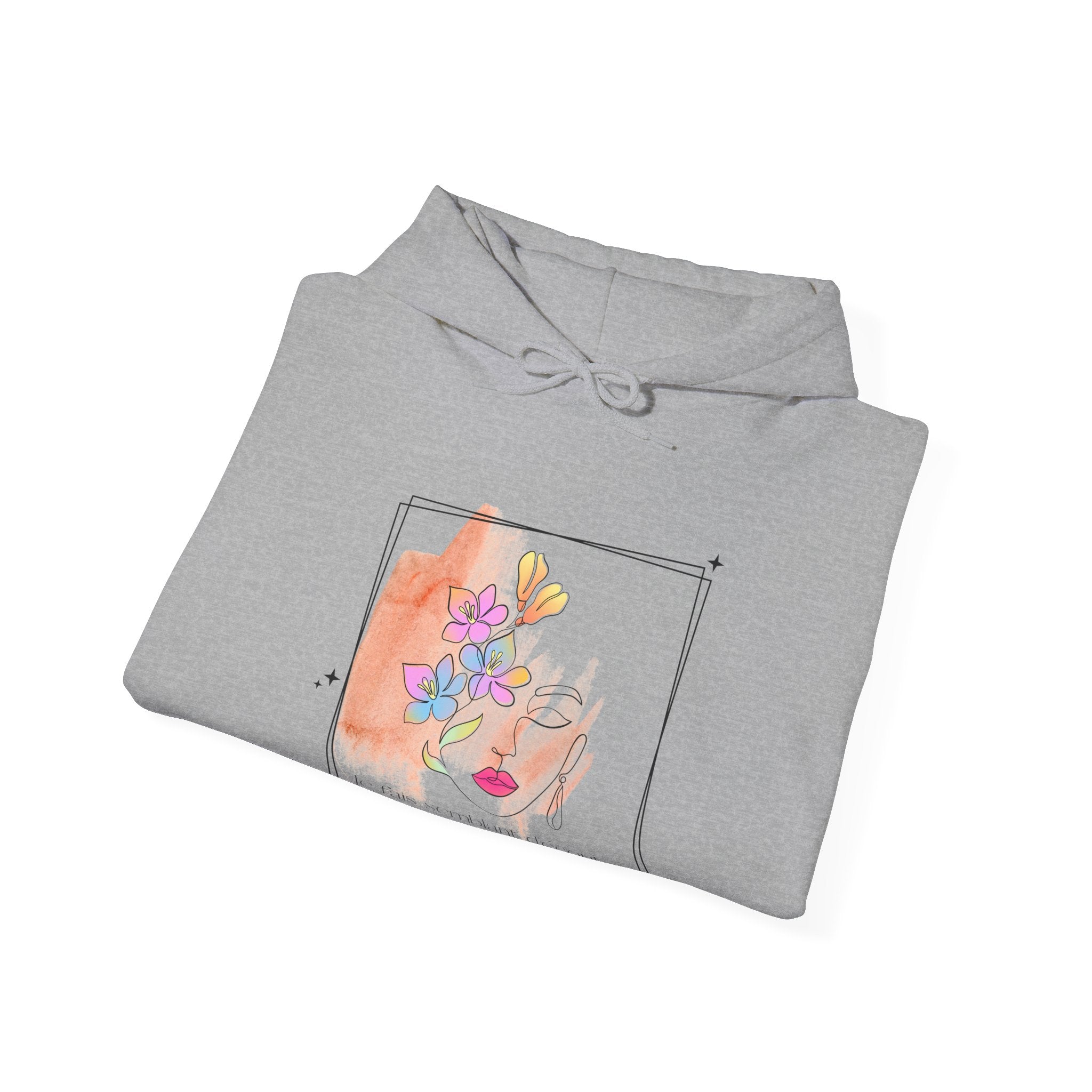 Hoodie aquarelle visage floral — Hoodie d'art abstrait féminin