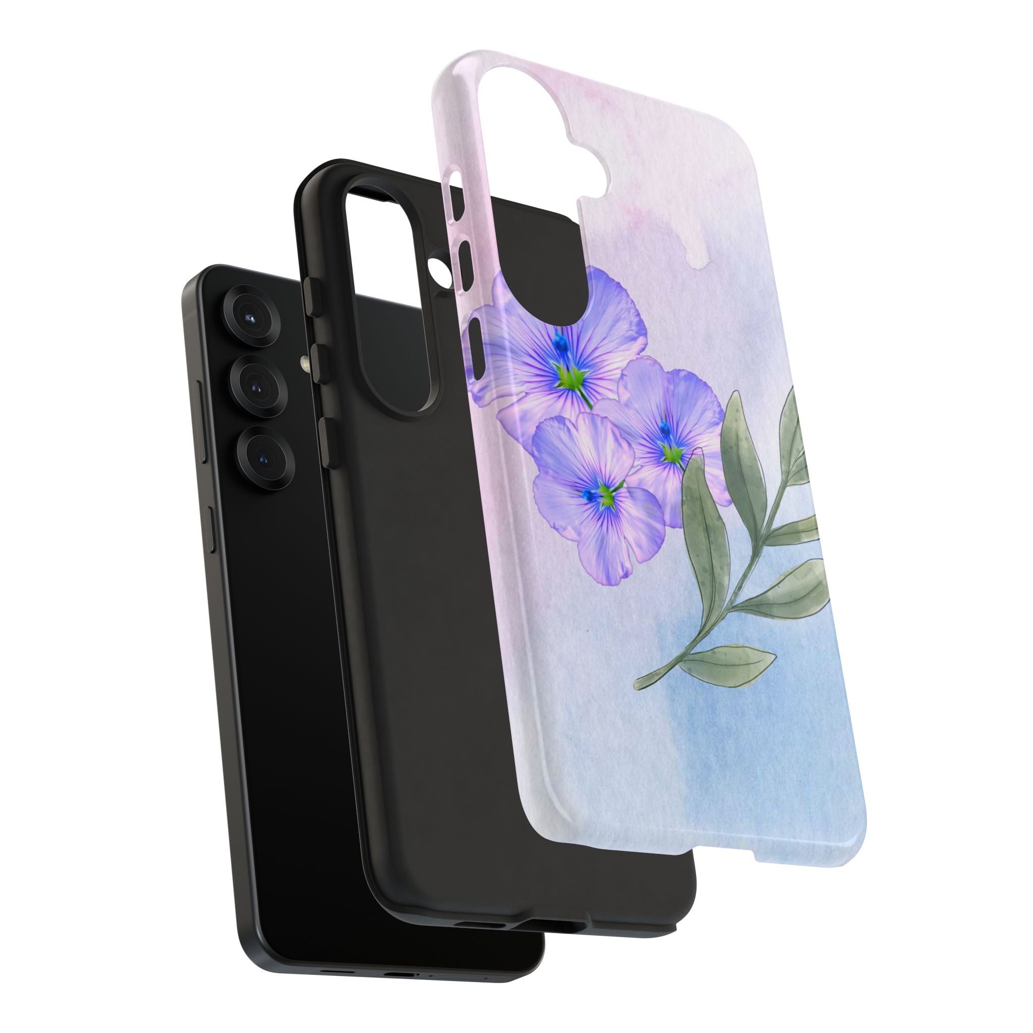 Coque de téléphone aquarelle florale – Bouquet de pétunias violets