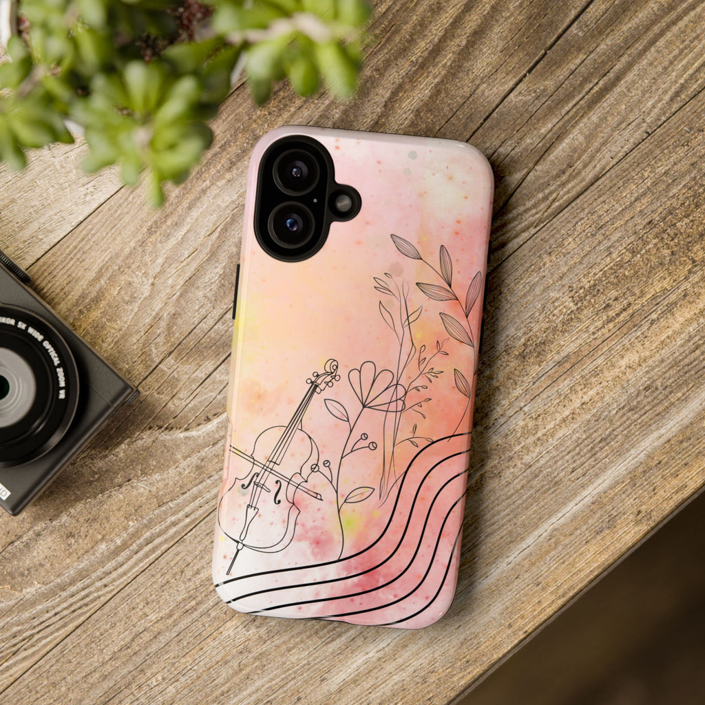 Étui Robuste Pour Violon Floral — Coque de Téléphone Musique Aquarelle