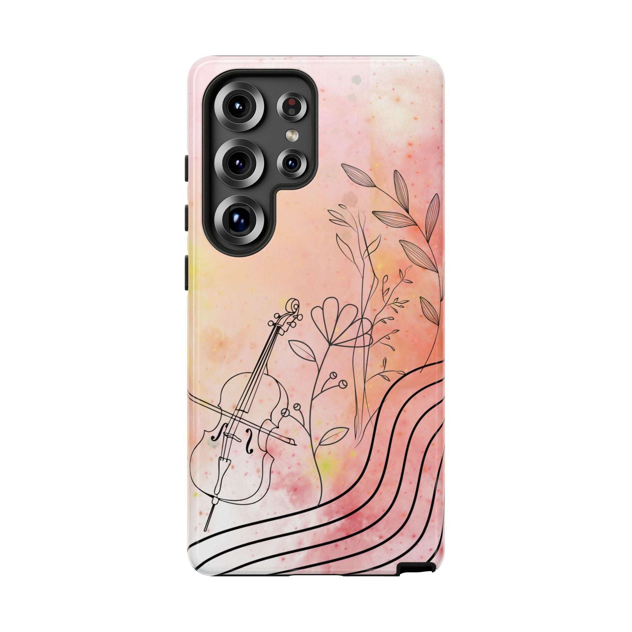 Étui Robuste Pour Violon Floral — Coque de Téléphone Musique Aquarelle
