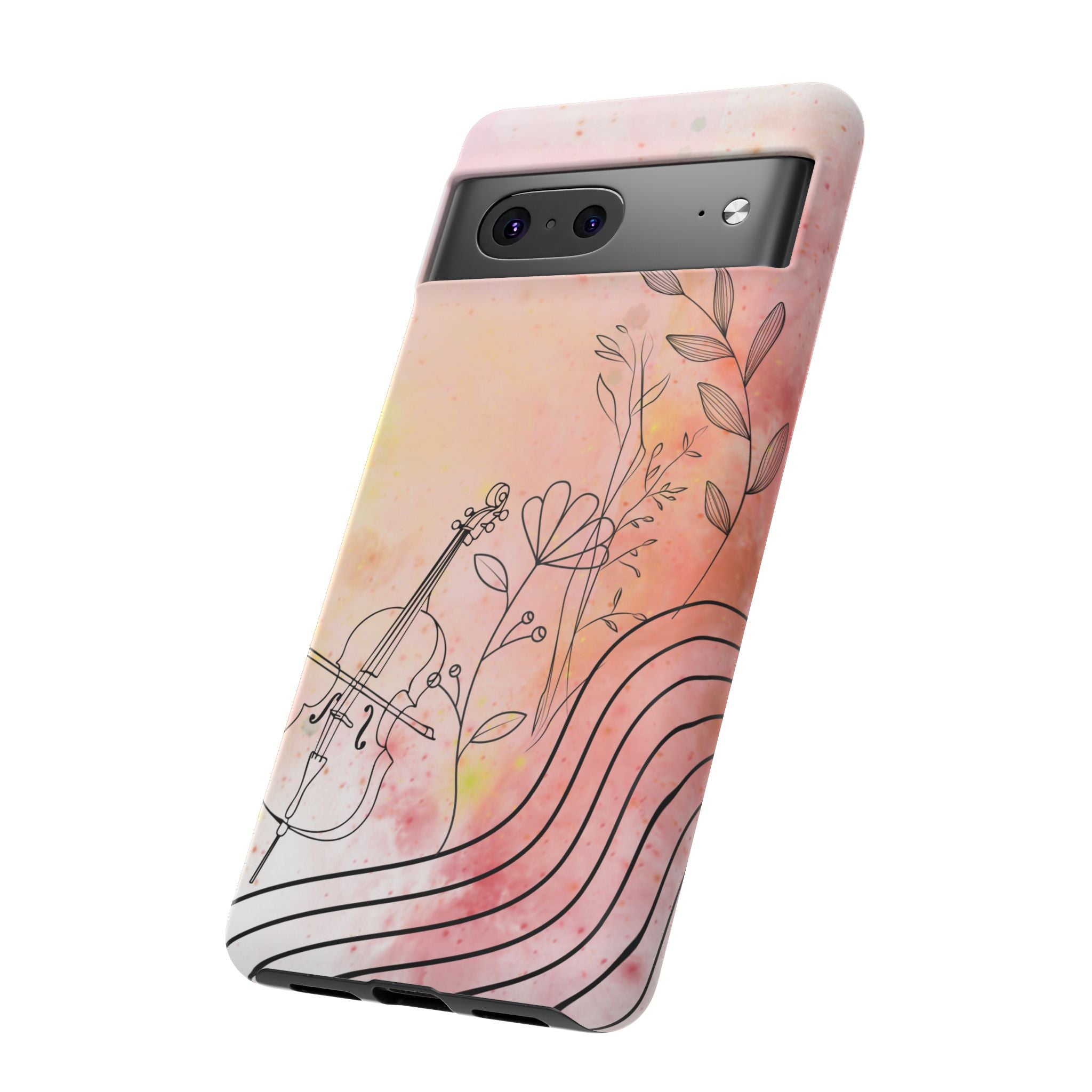 Étui Robuste Pour Violon Floral — Coque de Téléphone Musique Aquarelle