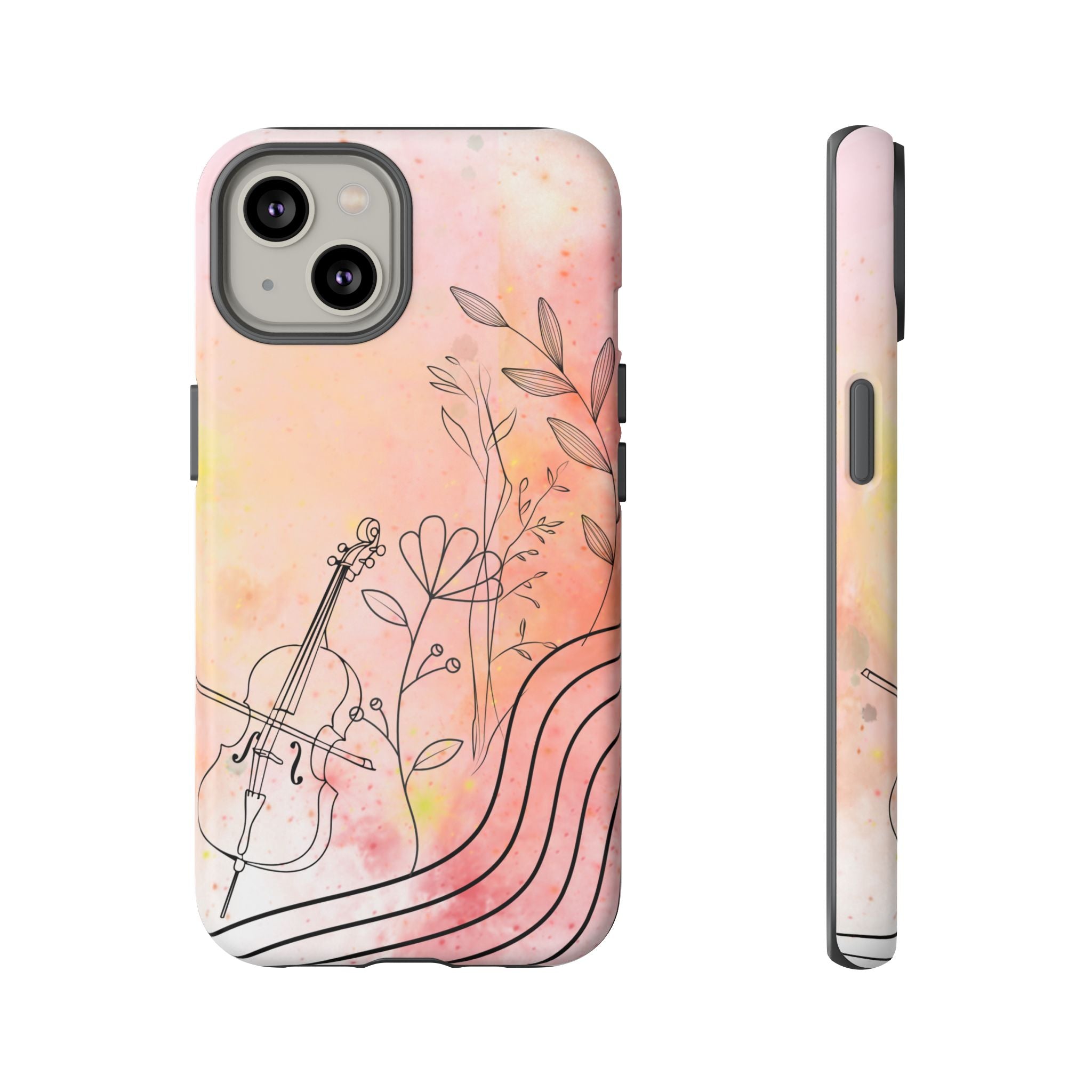 Étui Robuste Pour Violon Floral — Coque de Téléphone Musique Aquarelle