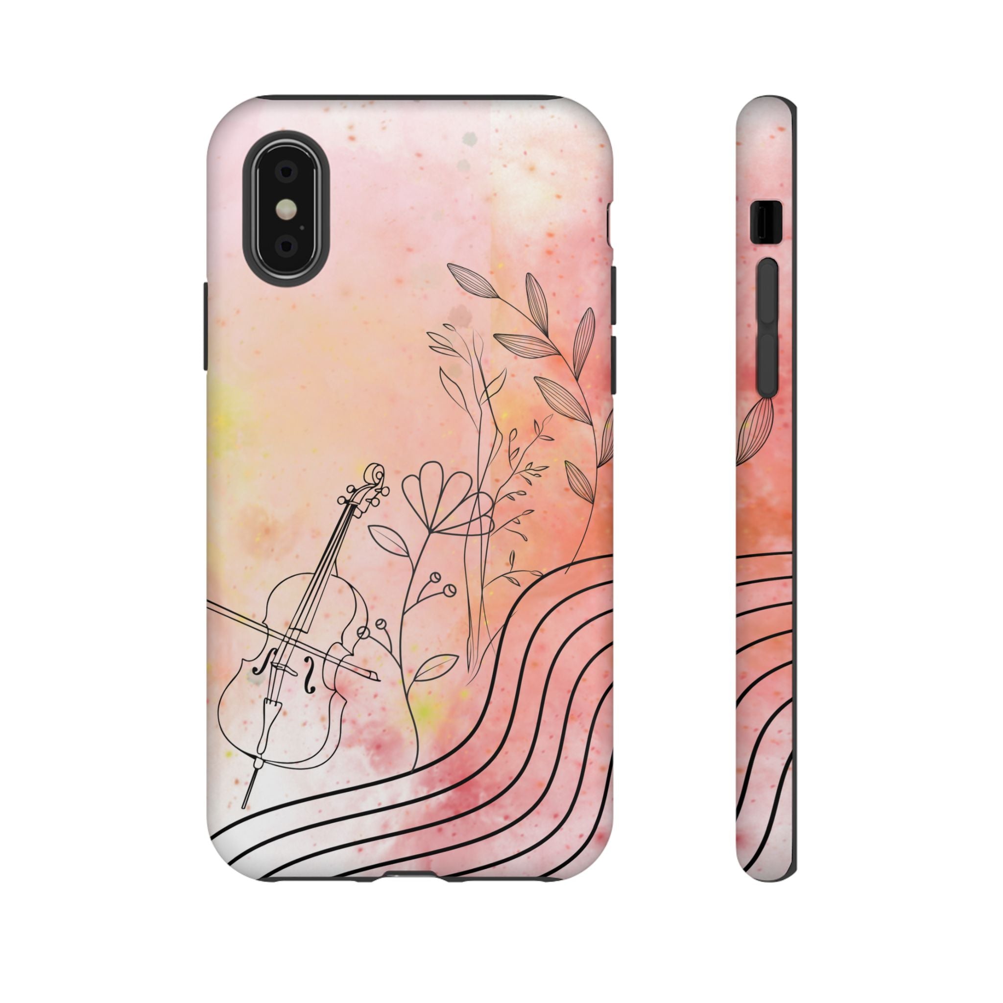Étui Robuste Pour Violon Floral — Coque de Téléphone Musique Aquarelle