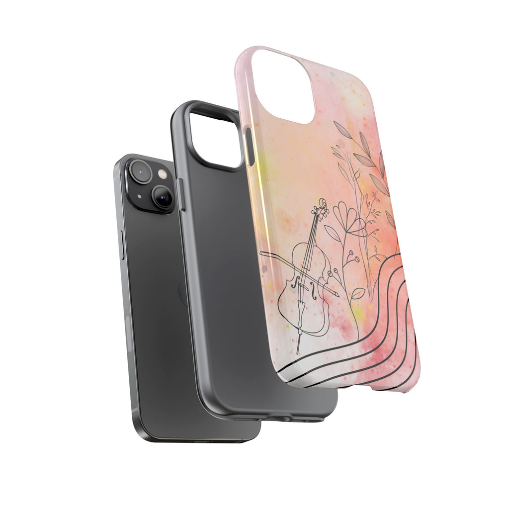 Étui Robuste Pour Violon Floral — Coque de Téléphone Musique Aquarelle