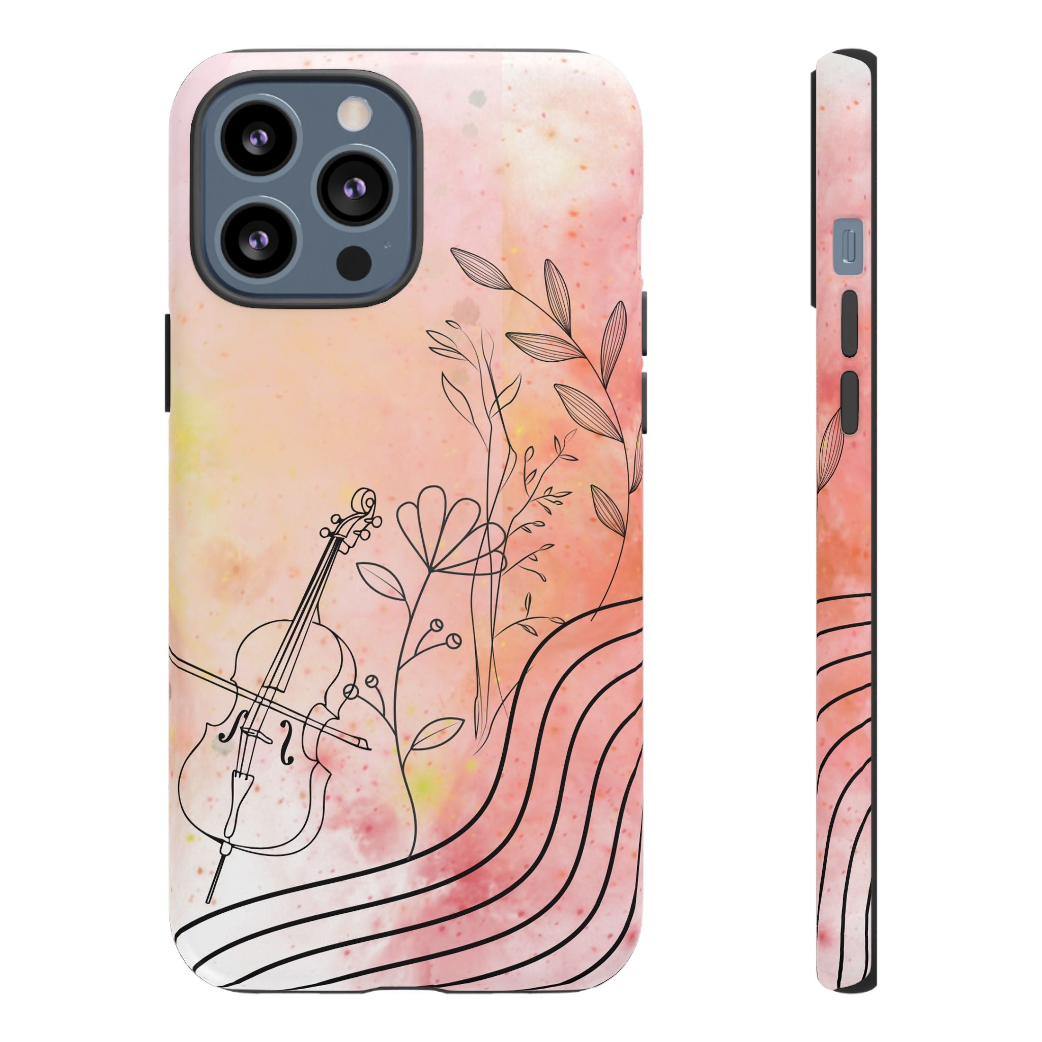 Étui Robuste Pour Violon Floral — Coque de Téléphone Musique Aquarelle