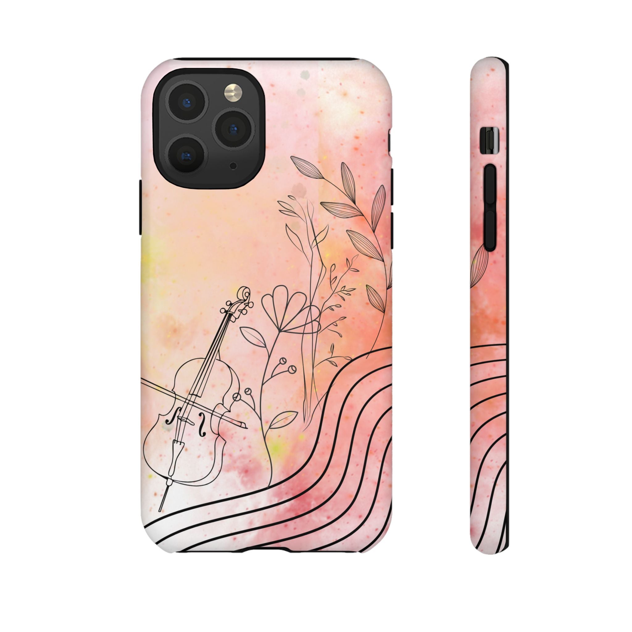 Étui Robuste Pour Violon Floral — Coque de Téléphone Musique Aquarelle