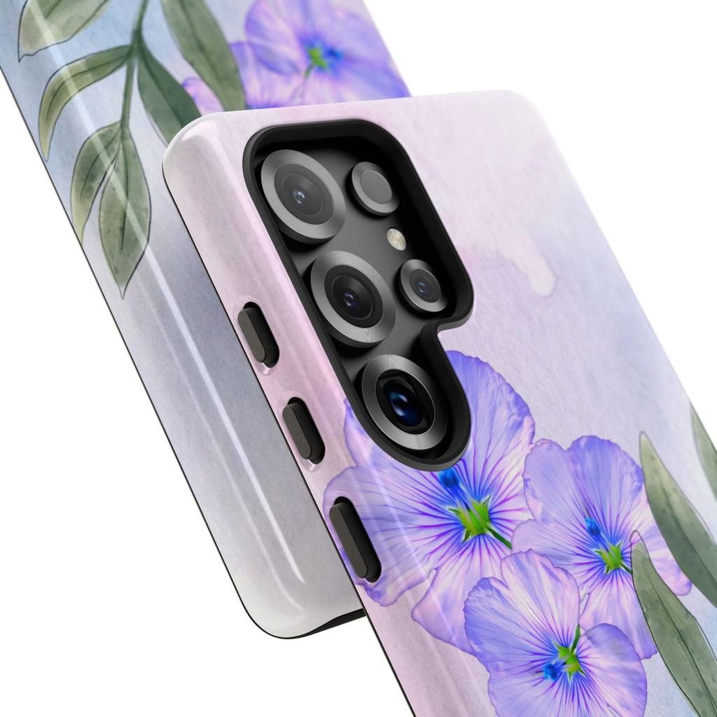 Coque de téléphone aquarelle florale – Bouquet de pétunias violets