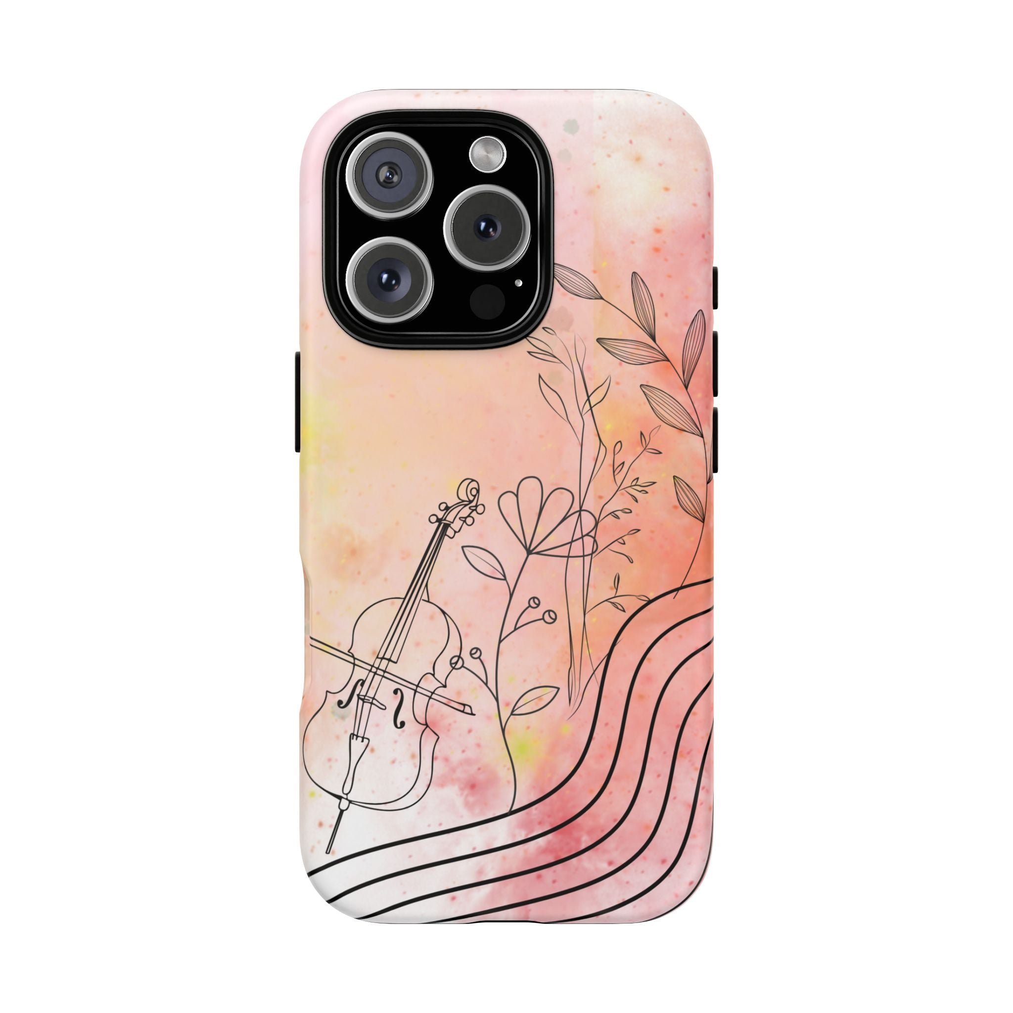 Étui Robuste Pour Violon Floral — Coque de Téléphone Musique Aquarelle