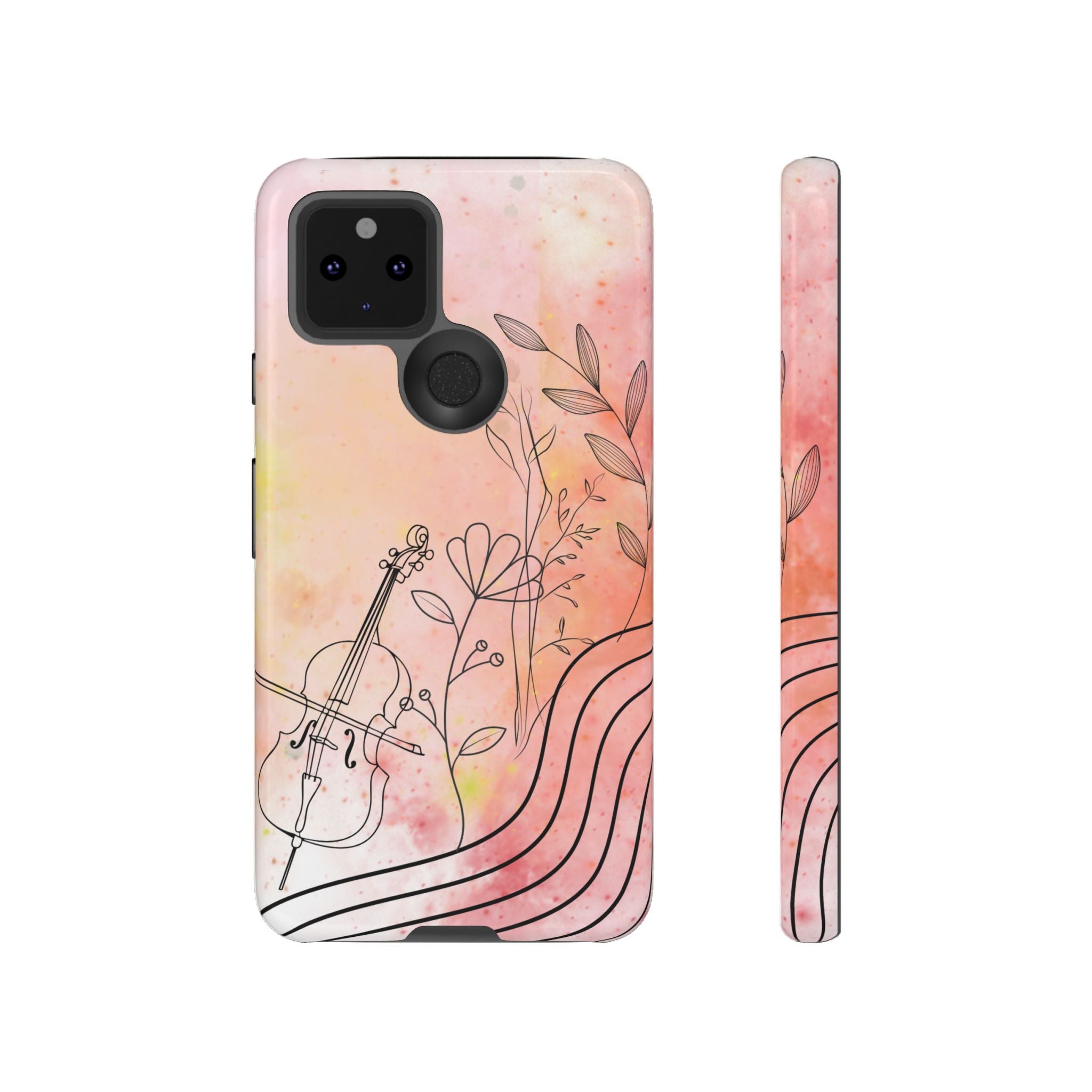 Étui Robuste Pour Violon Floral — Coque de Téléphone Musique Aquarelle