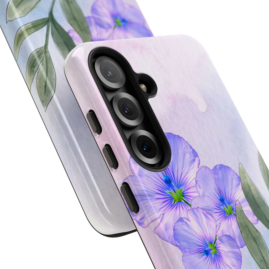 Coque de téléphone aquarelle florale – Bouquet de pétunias violets