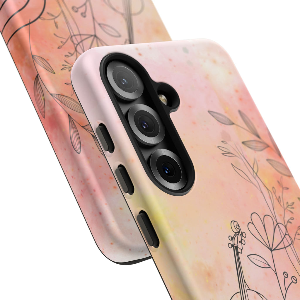 Étui Robuste Pour Violon Floral — Coque de Téléphone Musique Aquarelle