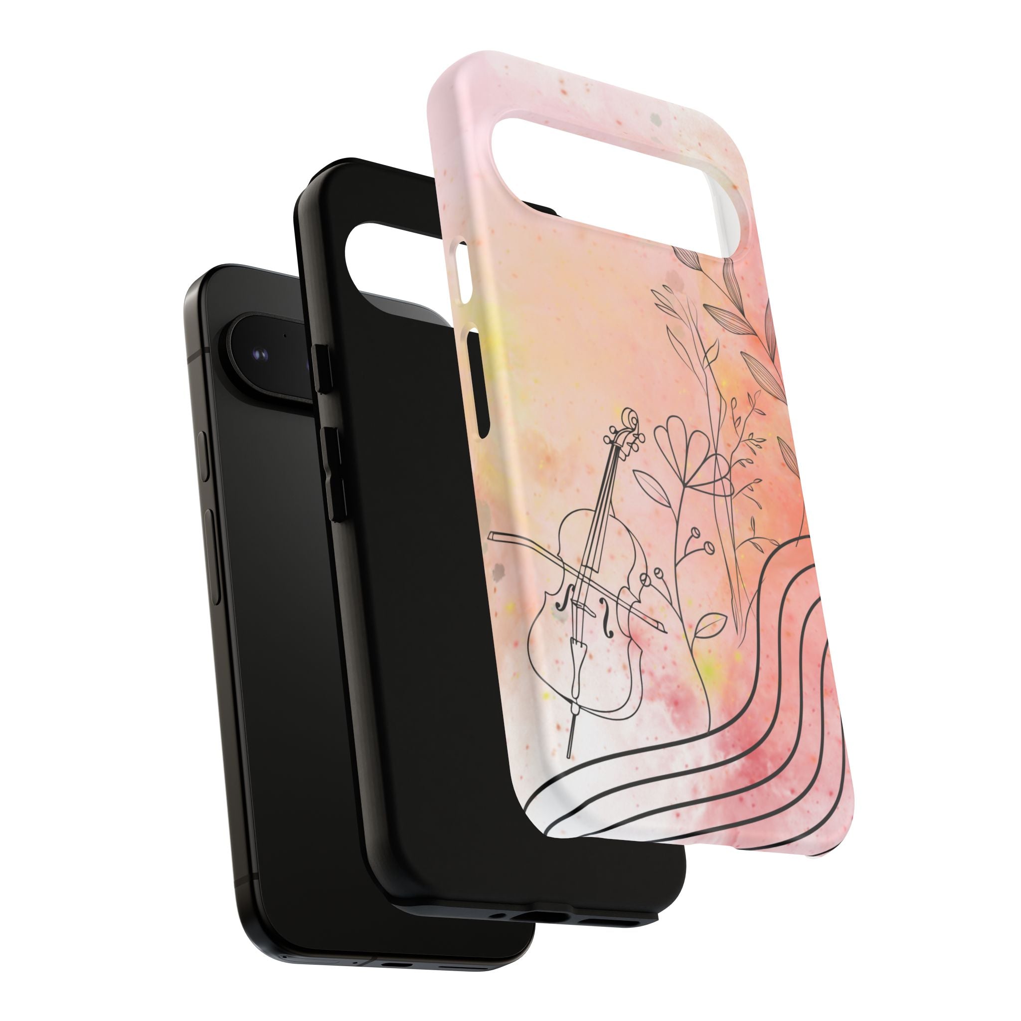 Étui Robuste Pour Violon Floral — Coque de Téléphone Musique Aquarelle