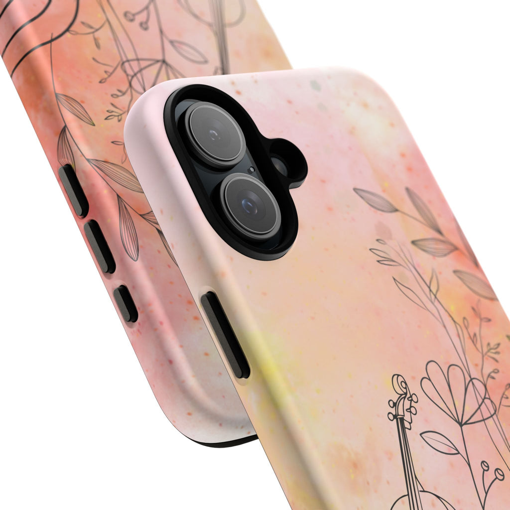 Étui Robuste Pour Violon Floral — Coque de Téléphone Musique Aquarelle