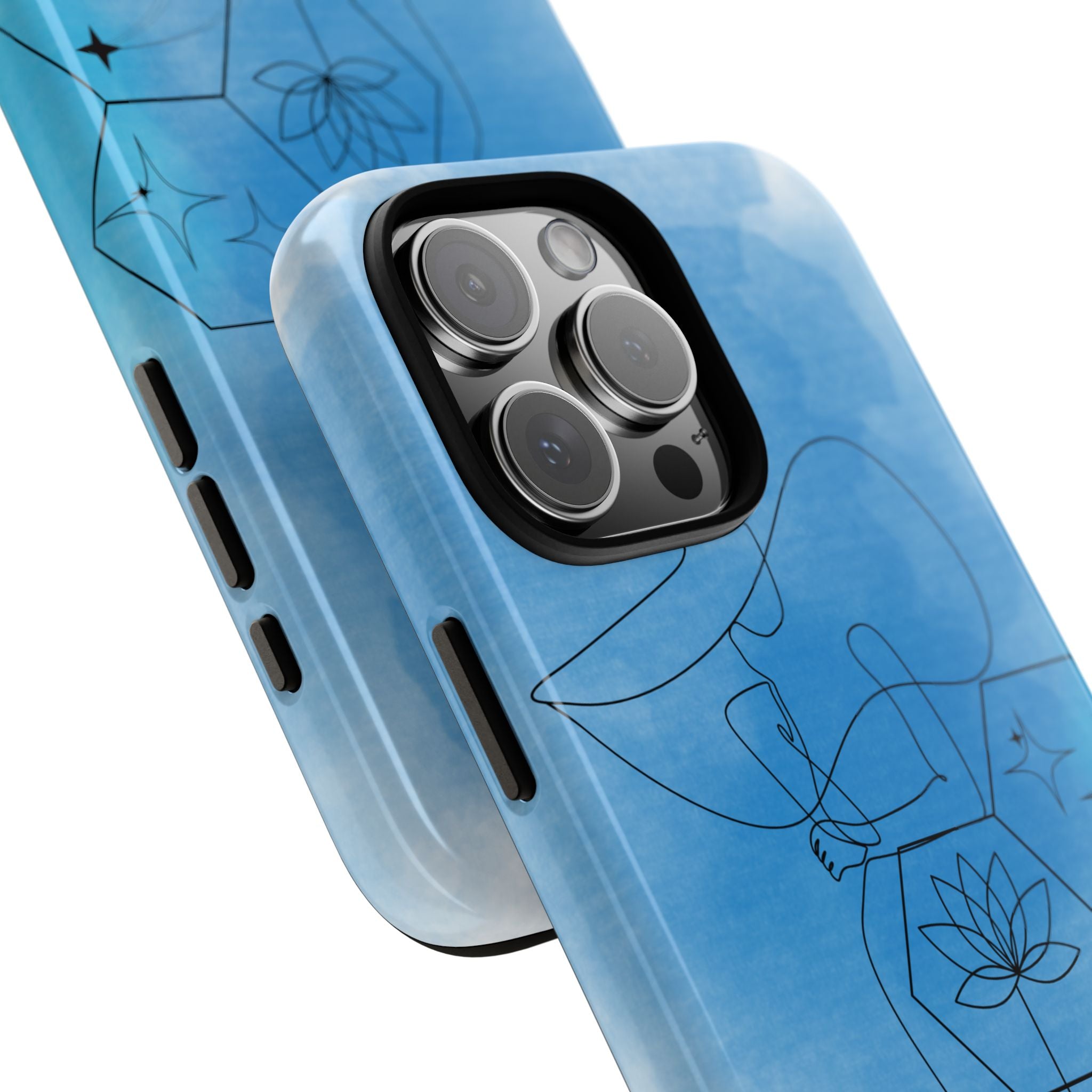 Coque de téléphone Abstraite bleue — Design Zen Lotus Hexagone