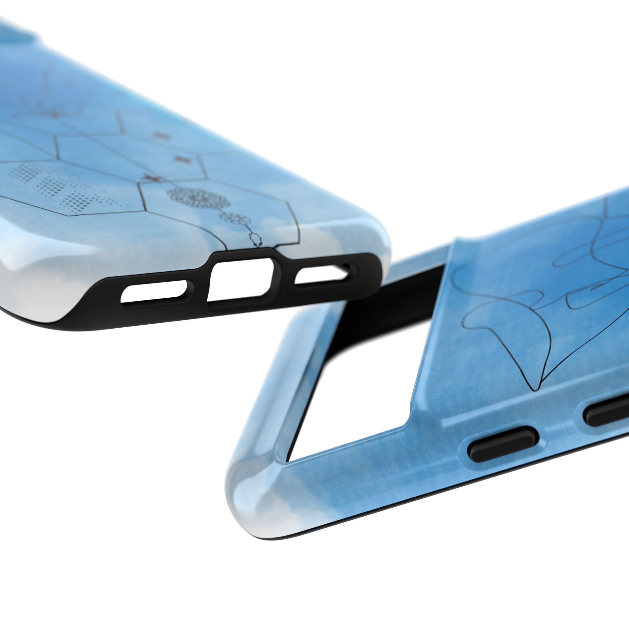 Coque de téléphone Abstraite bleue — Design Zen Lotus Hexagone