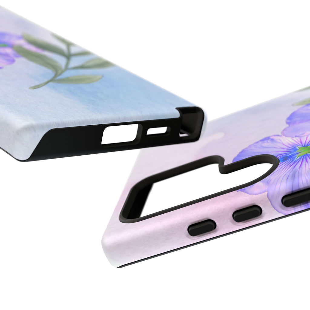Coque de téléphone aquarelle florale – Bouquet de pétunias violets