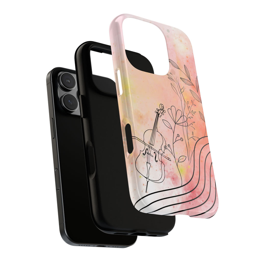 Étui Robuste Pour Violon Floral — Coque de Téléphone Musique Aquarelle