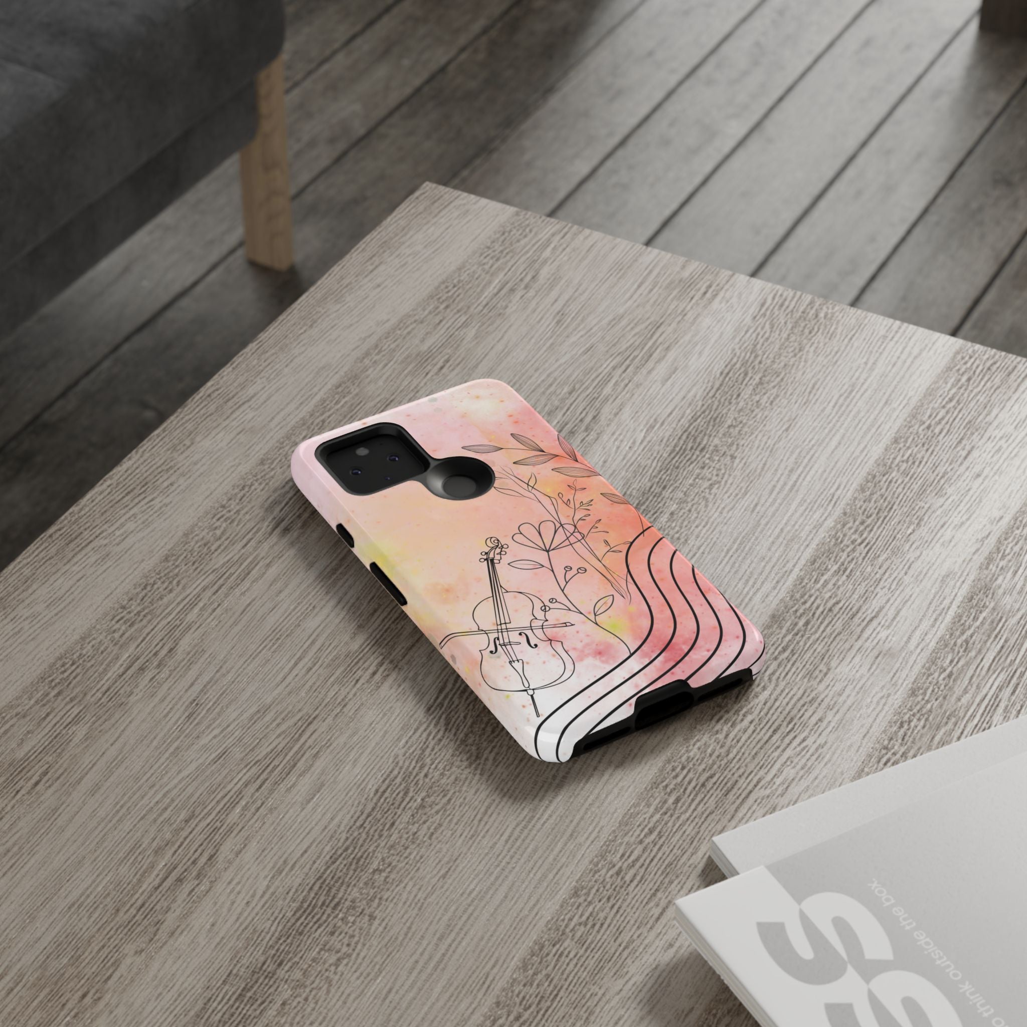 Étui Robuste Pour Violon Floral — Coque de Téléphone Musique Aquarelle