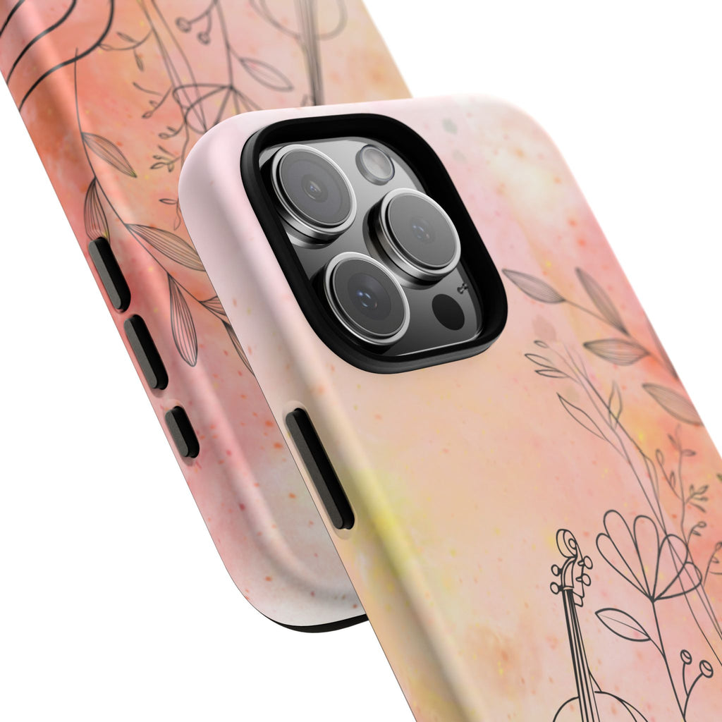 Étui Robuste Pour Violon Floral — Coque de Téléphone Musique Aquarelle