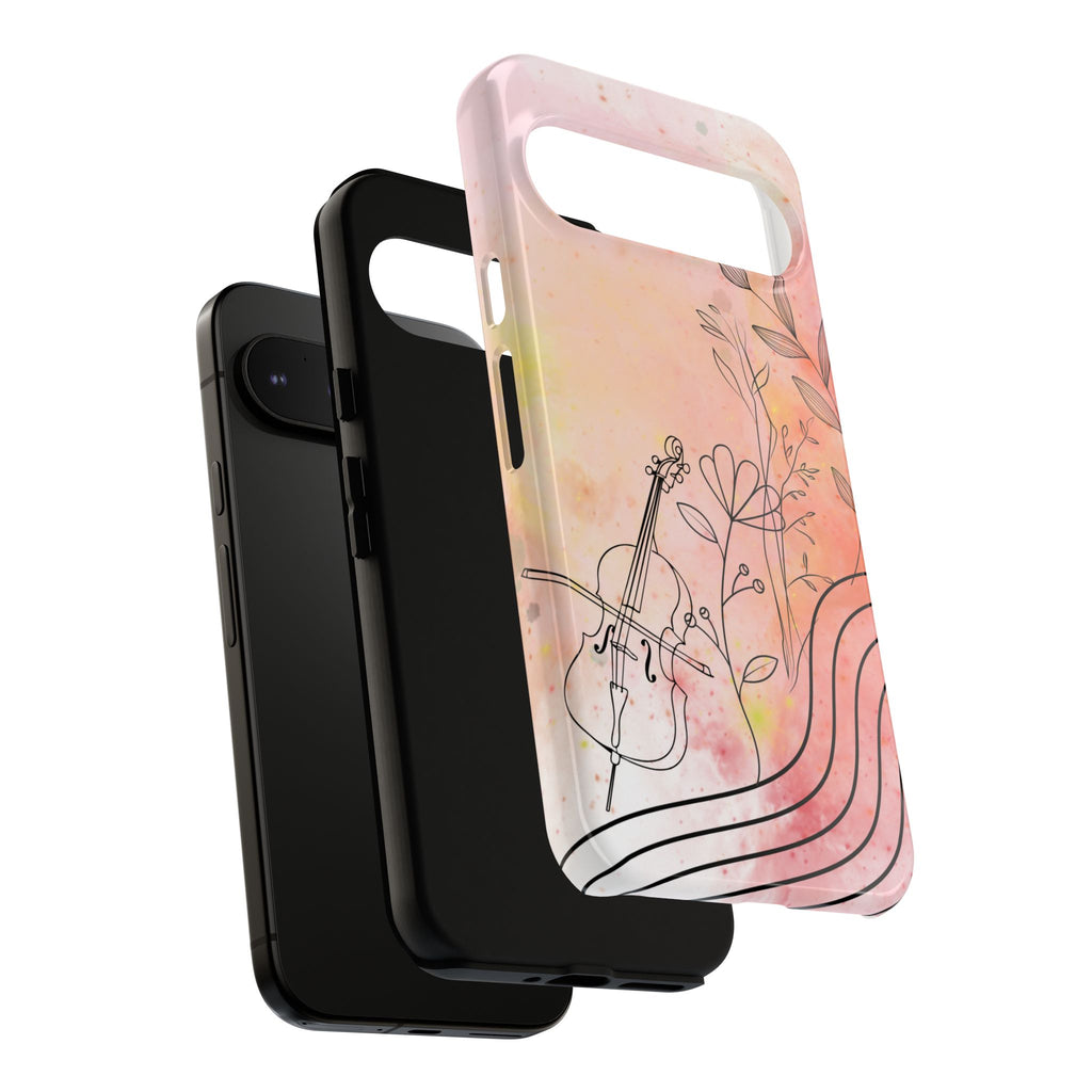 Étui Robuste Pour Violon Floral — Coque de Téléphone Musique Aquarelle